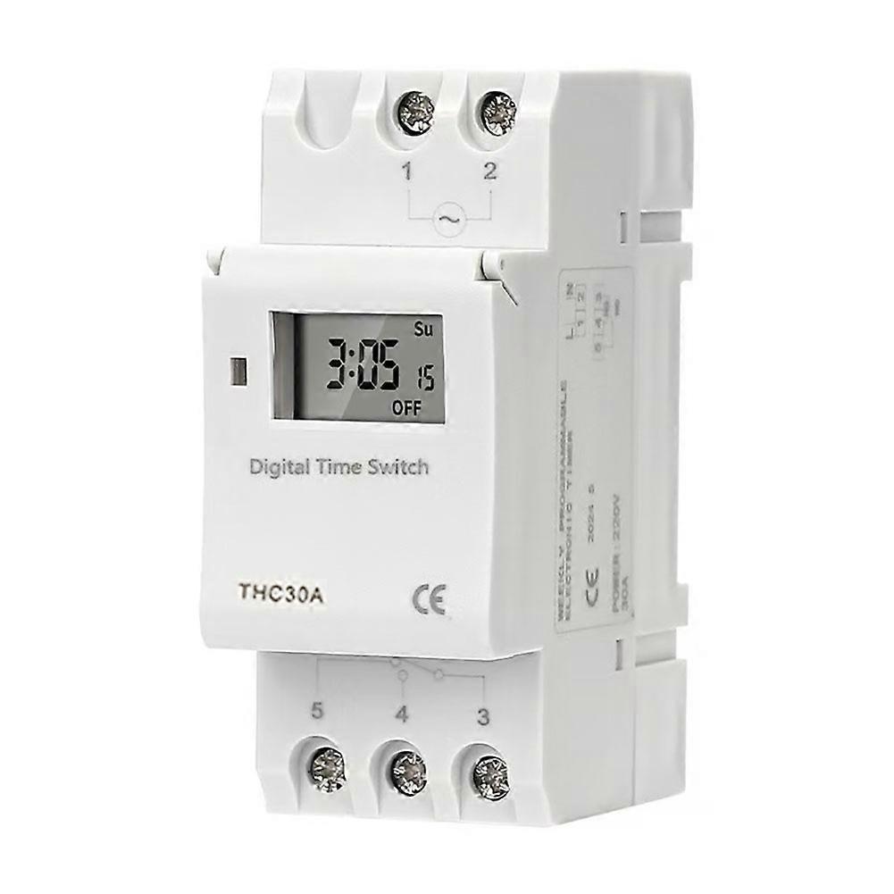  Type Din Rail 2 Wire Weekly Seven Days Programmable Digital TIME SWITCH Relay Timer Control AC THC 15A 30A 220V 12V