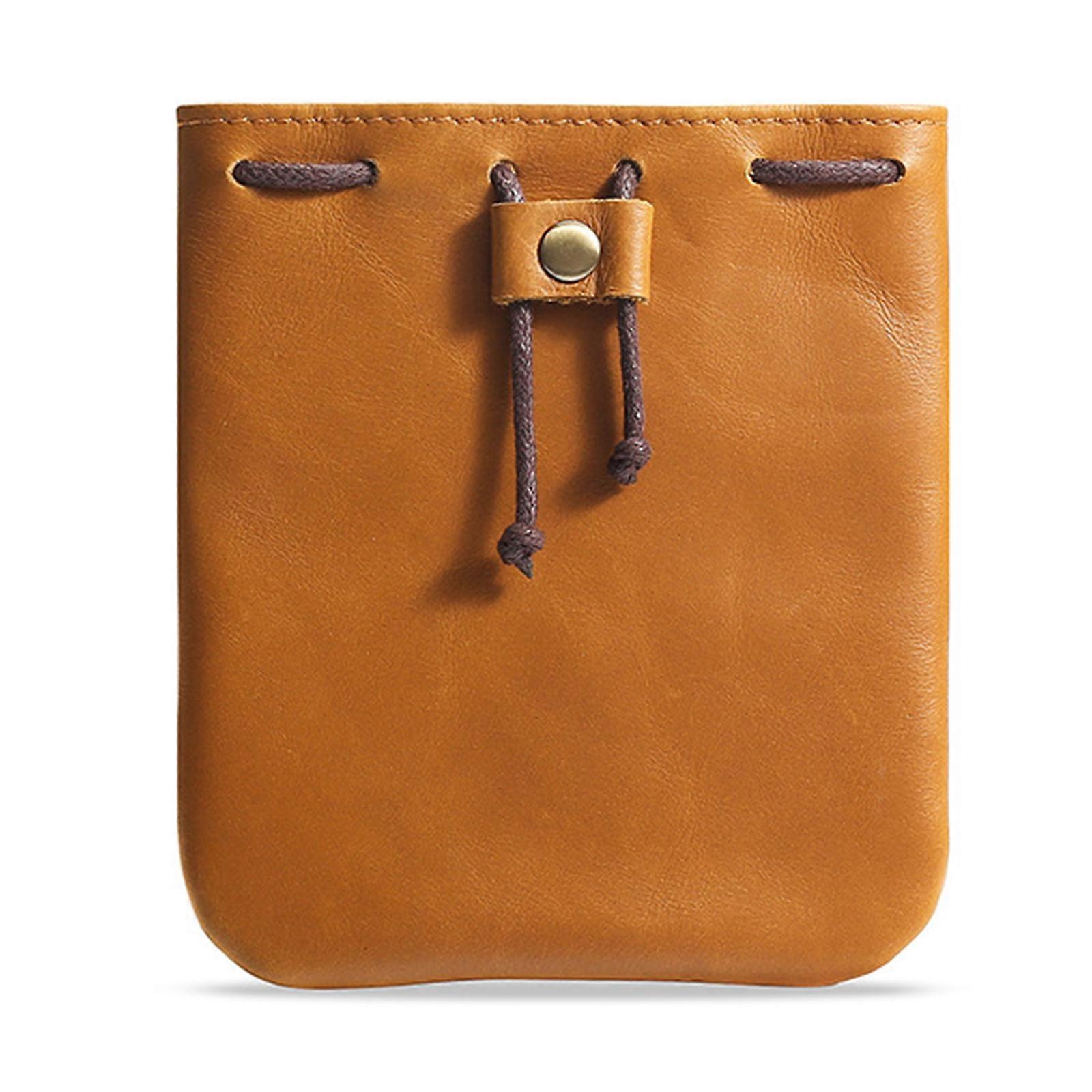 Vintage Drawstring Coin Purse Handmade Leather Wallet for Coins and Loose Change Multicolor