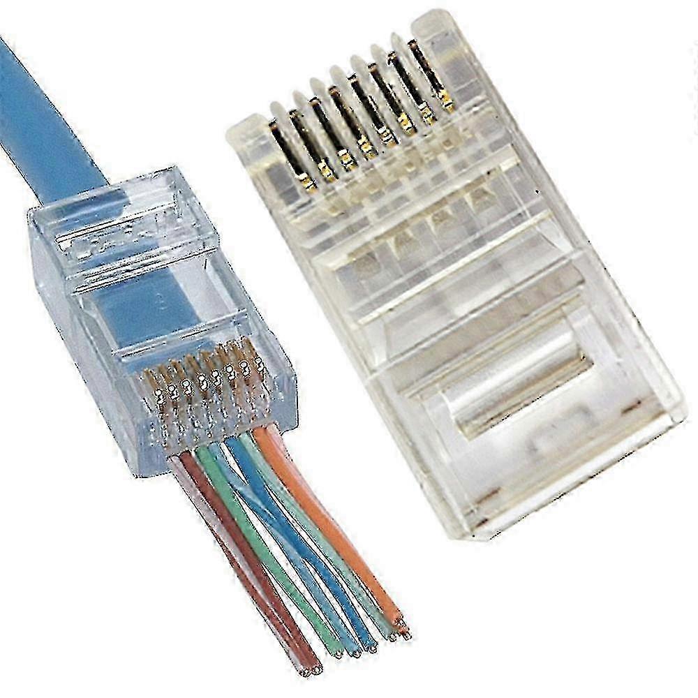 2025 Rj45 Pass Through Modular New Ethernet Cable Plug Network Connector End Cat6 8p8c 100pcs