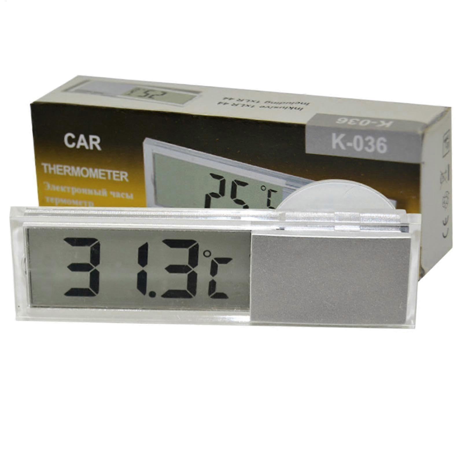 Klein car clock, precise LCD, vehicle temperature display, energyefficient, durable, compact design, 1 piece.