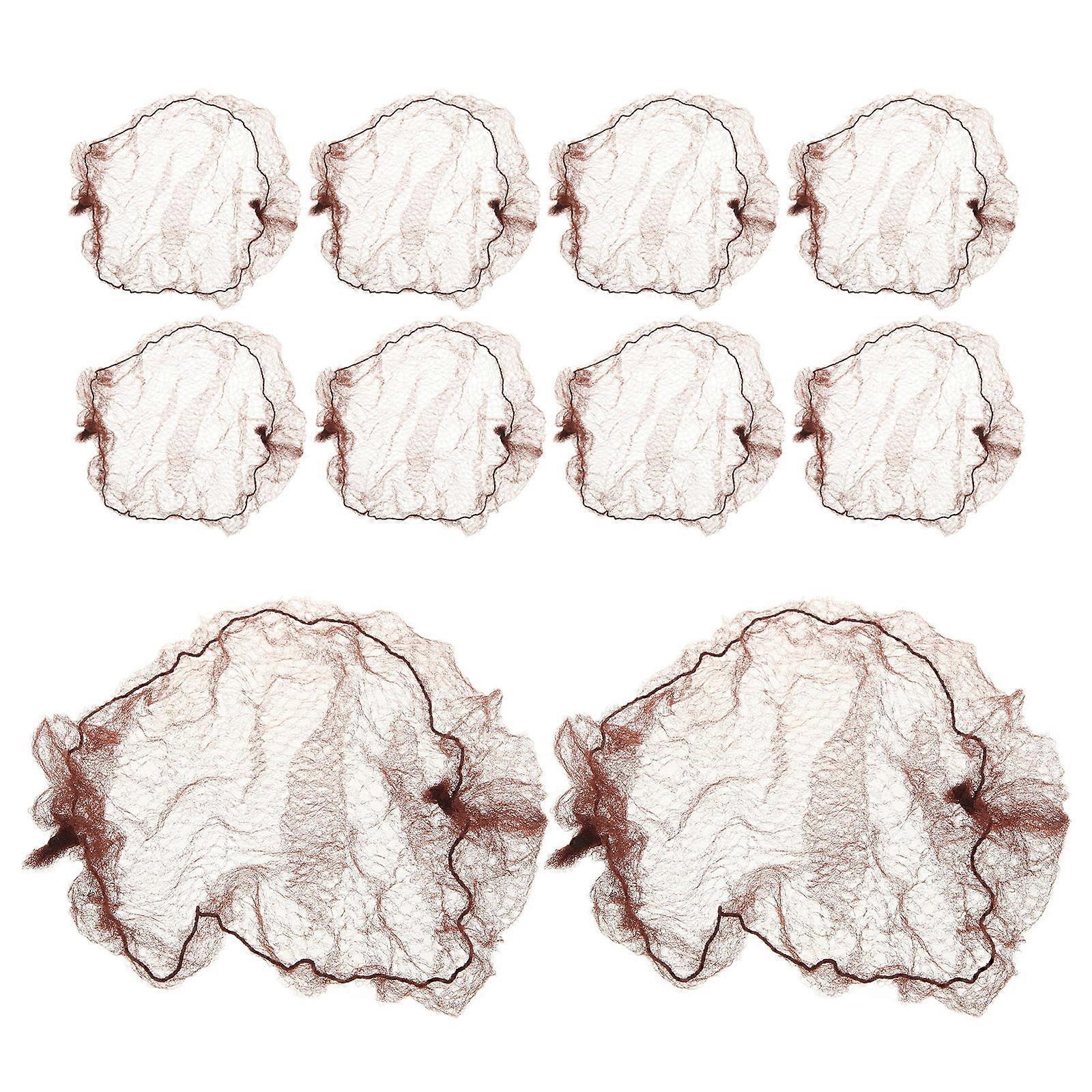 Bun Hair Net 10Pcs Elastic Mesh Hair Cover For Dancer With Brown Color And Simple Design