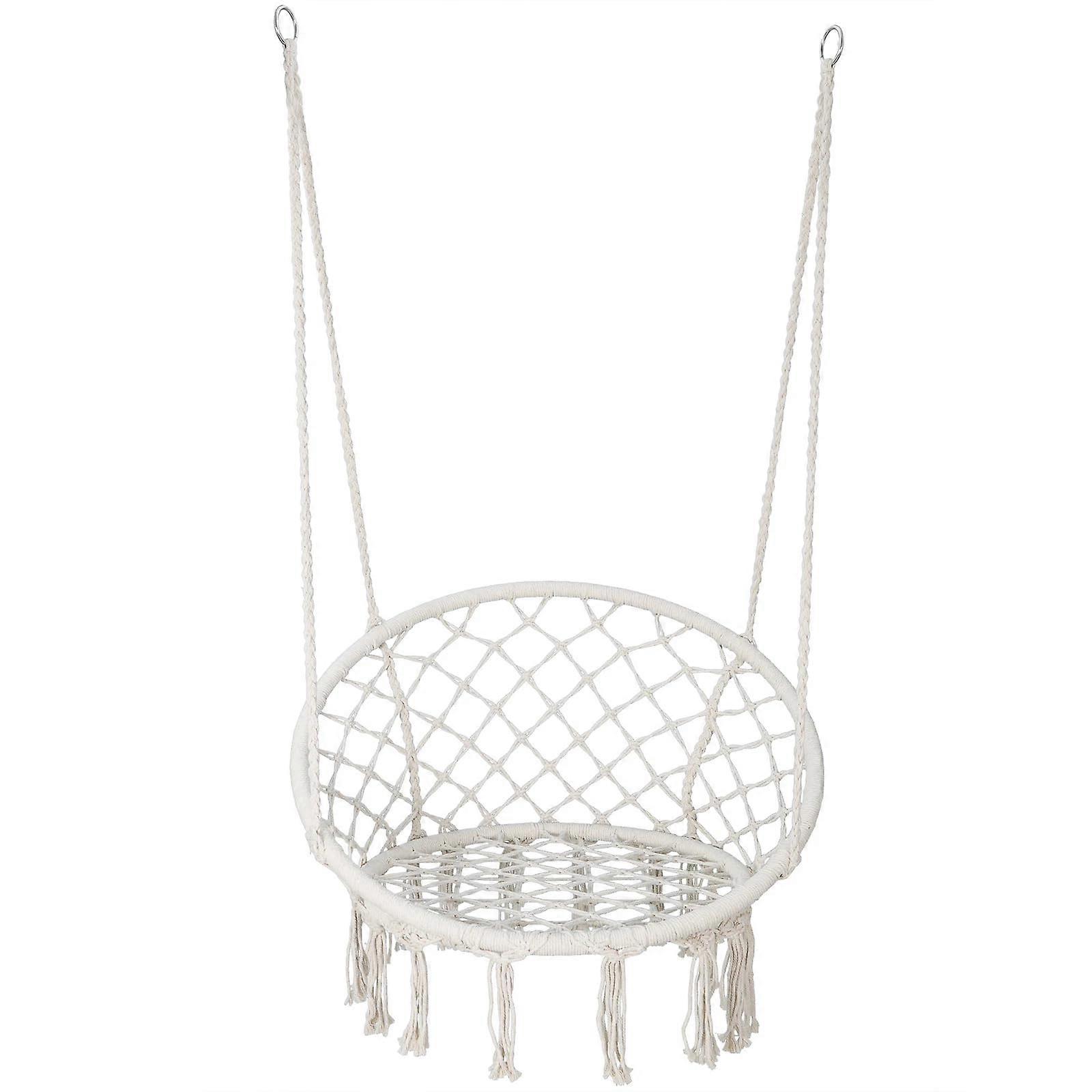 Hammock Chair Macrame Swing with Bohemian Cotton Rope for Indoor Outdoor Home and Garden