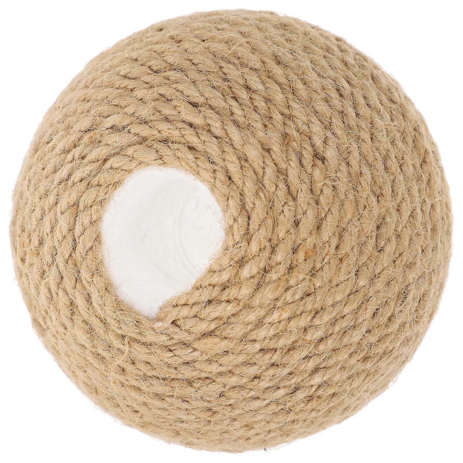Cat Chewing Rope Ball Toy For Indoor Kittens Light Brown Color With Hole Design For Interactive Play 1Set