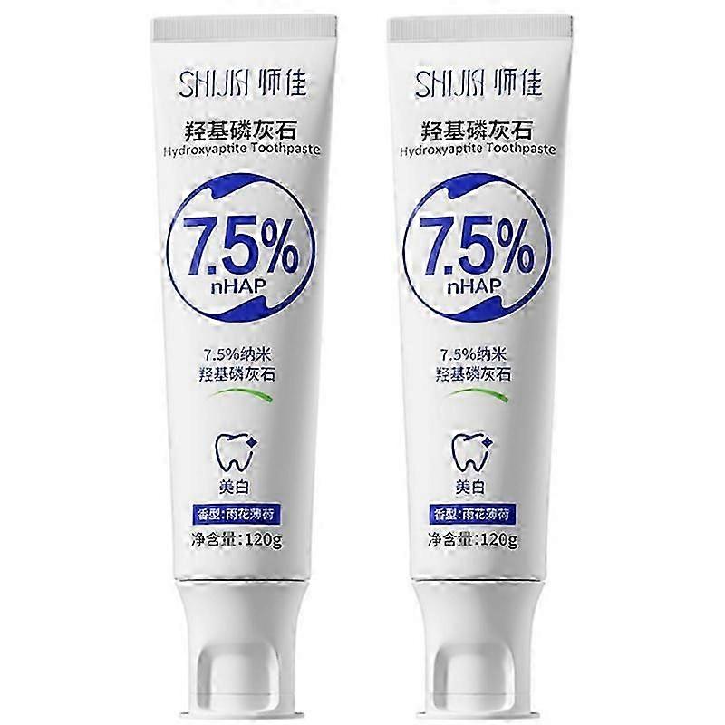 2X 7.5% Hydroxyapatite Toothpaste Remove Yellow Tooth Stains For Sensitive Teeth