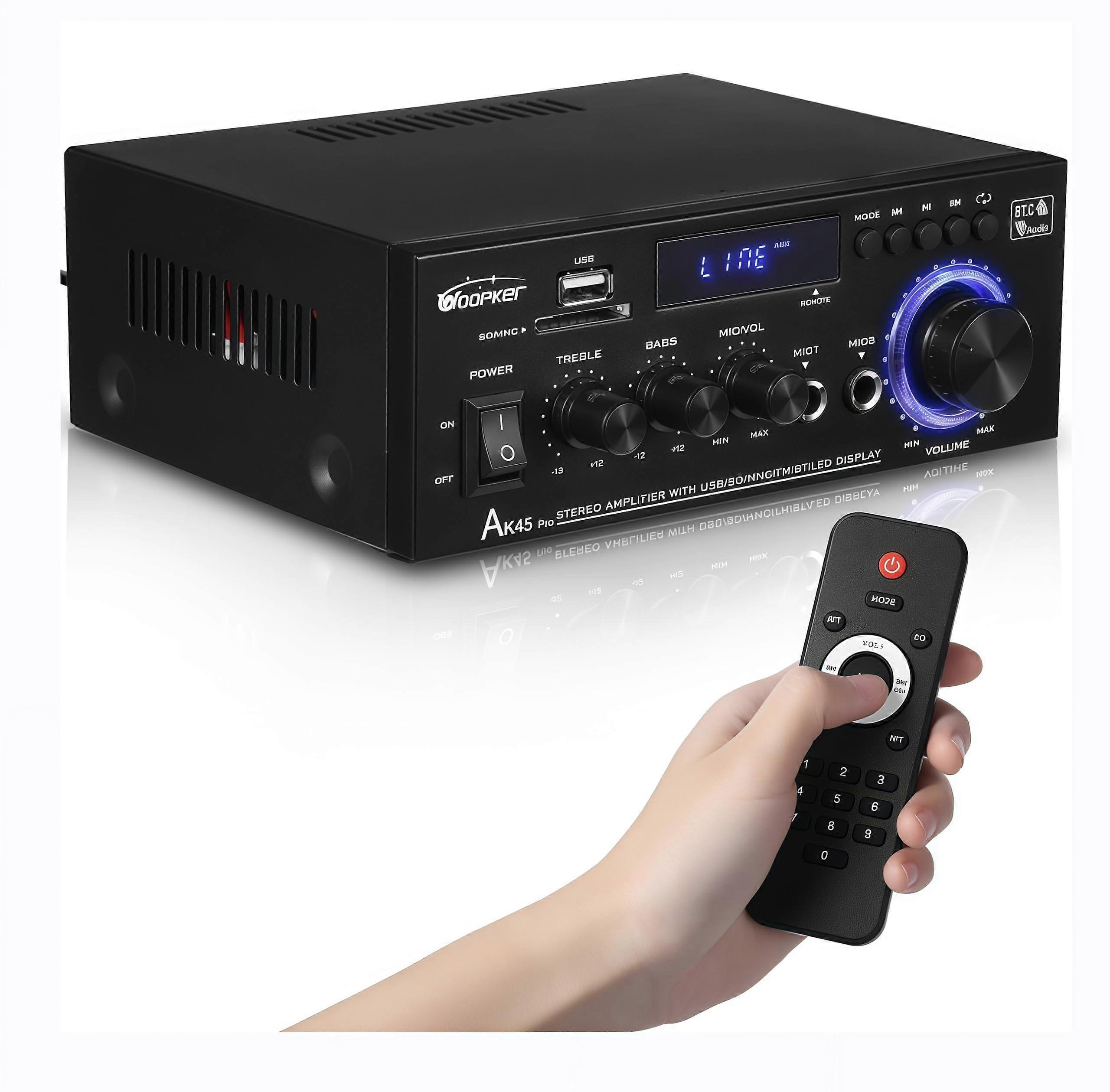 Bluetooth Stereo Amplifier 850W HiFi Audio Receiver Bluetooth 5.0 with Remote FM Karaoke 2 Channel