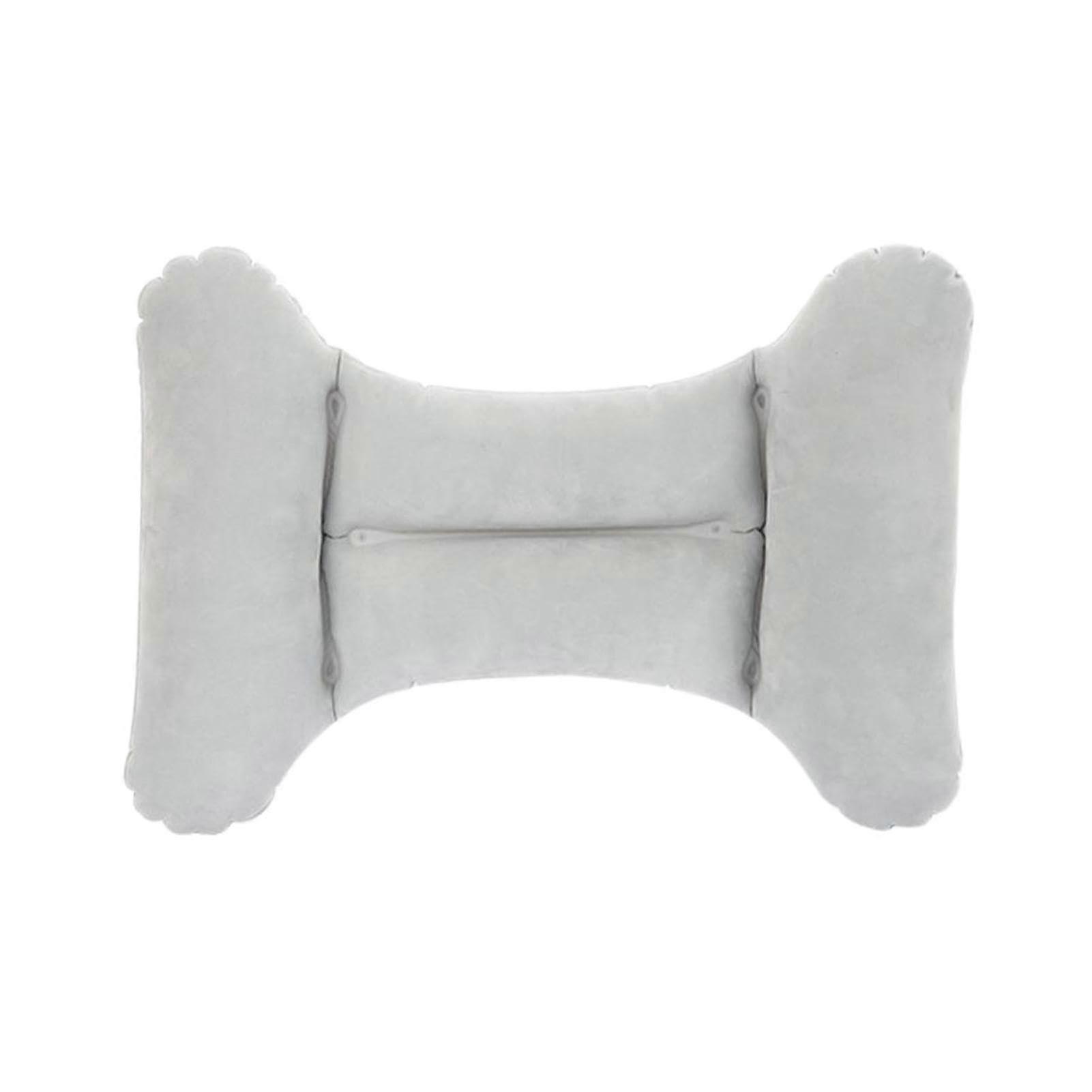 Inflatable Lumbar Pillow with Builtin Air Pump, Ergonomic Back Support for Travel, Car and Airplane, Grey