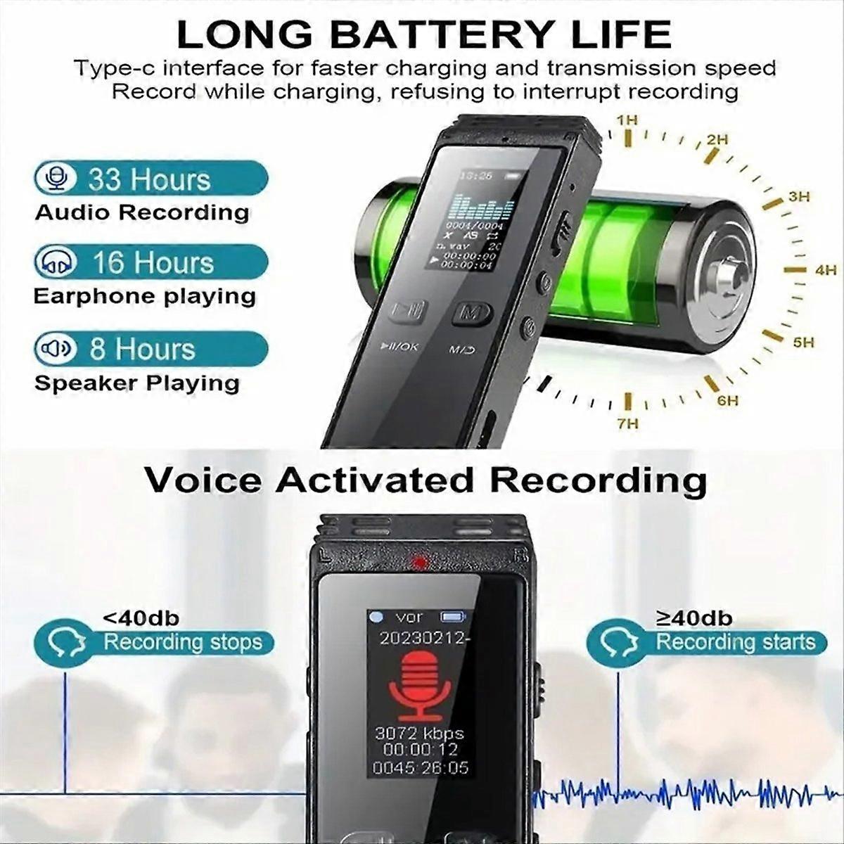 Gravador de voz digital de 32 GB Bluetooth