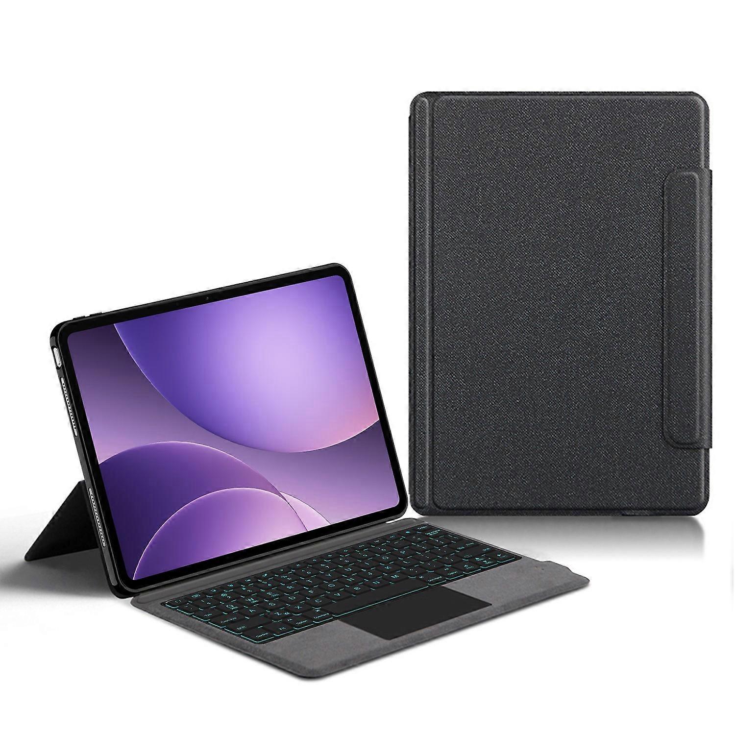 For Oppo Pad 5 Leather Case + Touchpad Bluetooth-Compatible Keyboard with Backlit