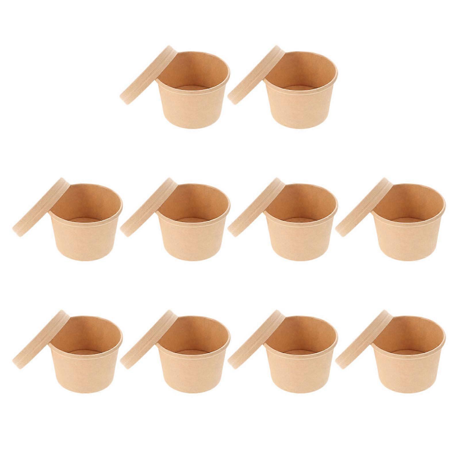 10 Sets Ice Cream Paper Cup Disposable Dessert Server Pudding Packaging Cup