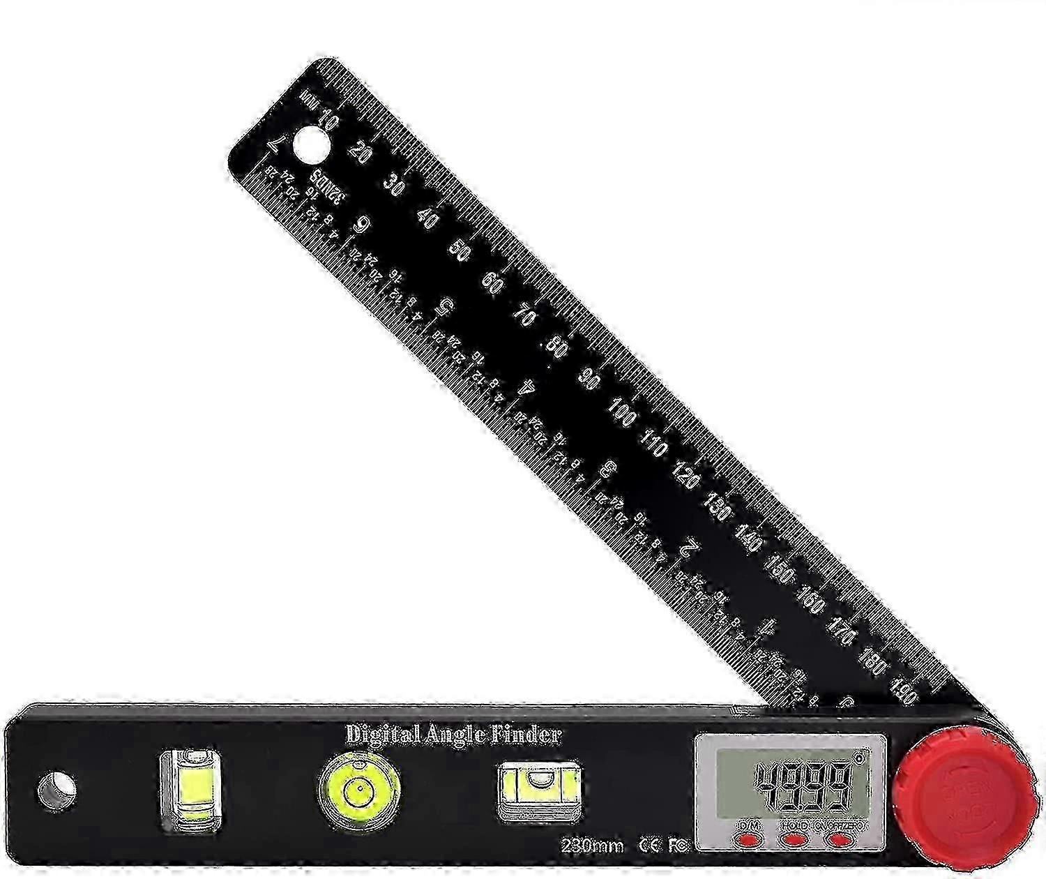 Digital Angle Ruler Protractor Spirit Level Ruler Digital Goniometer 230mm 360 Angle Gauges With Horizontal Vertical Circle Level Bubble, Lcd Display