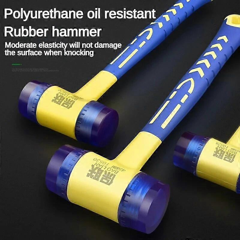 1 Double Headed Installation Hammer, 25mm  Rubber Hammer with Rubber Handle, Detachable Insulated Installation Hammer