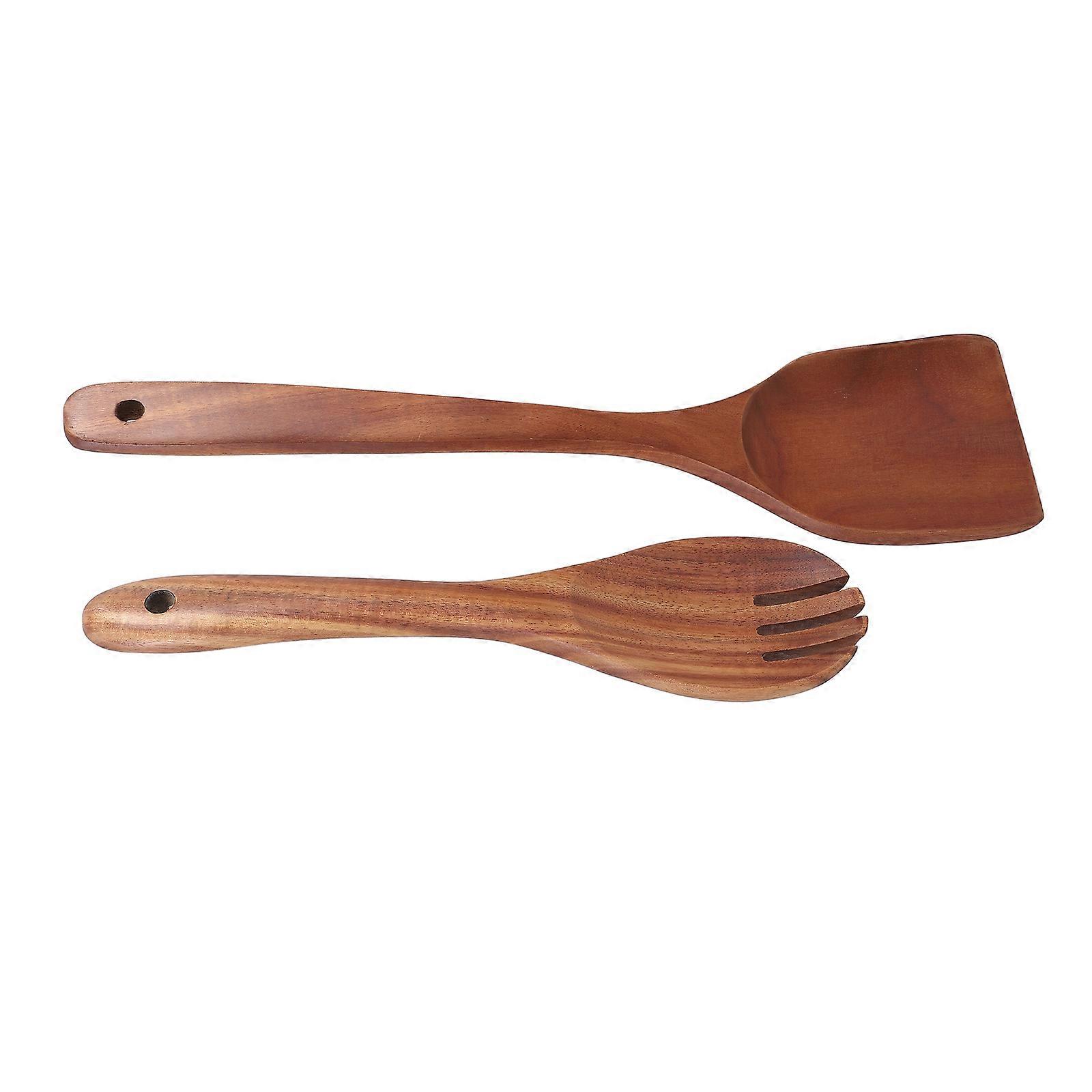 Salad Serving Utensils Wooden Fork and Spatula 1Set Reusable