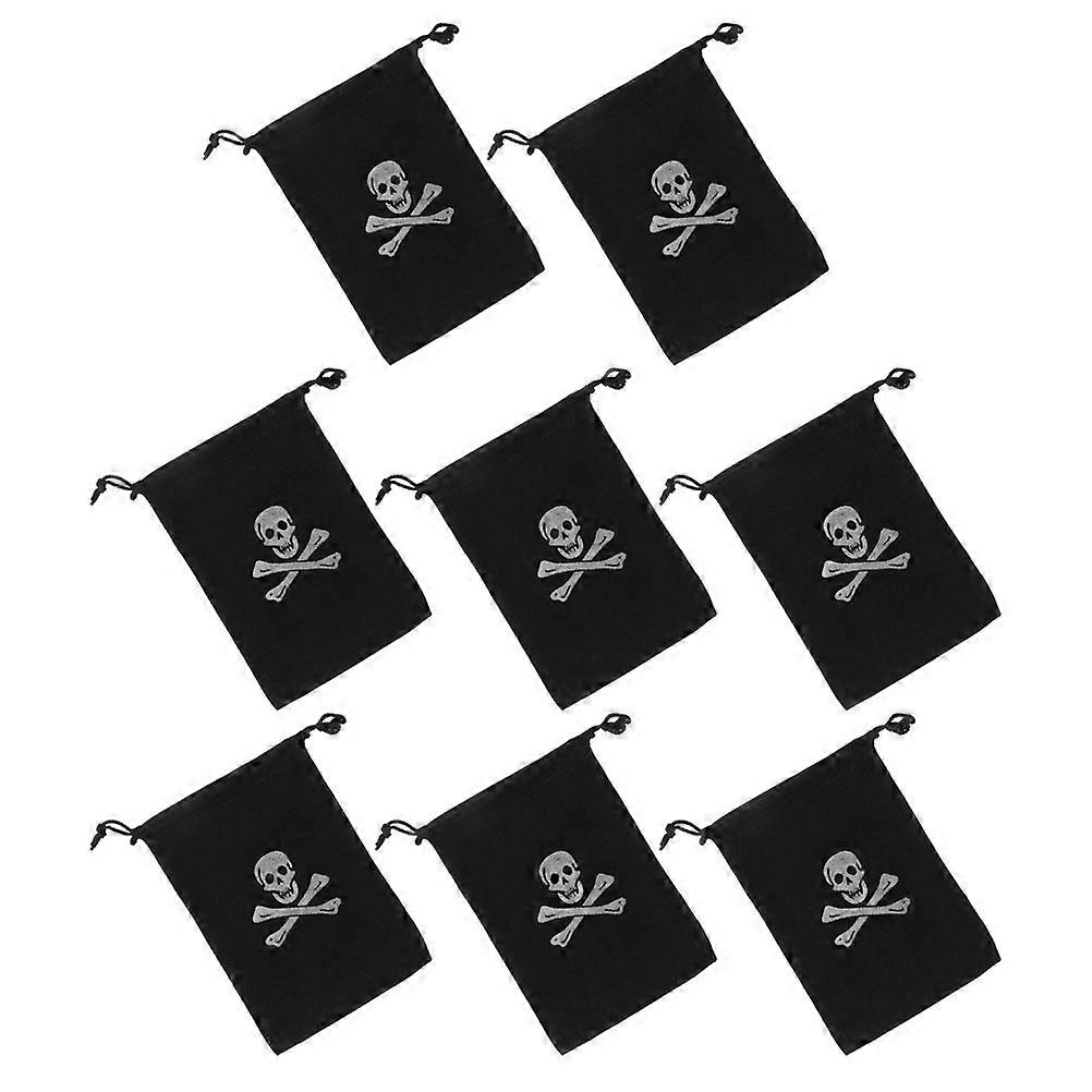 Polyester Halloween Pirate Bags Drawstring Candy Pouch for Storage 4Pcs