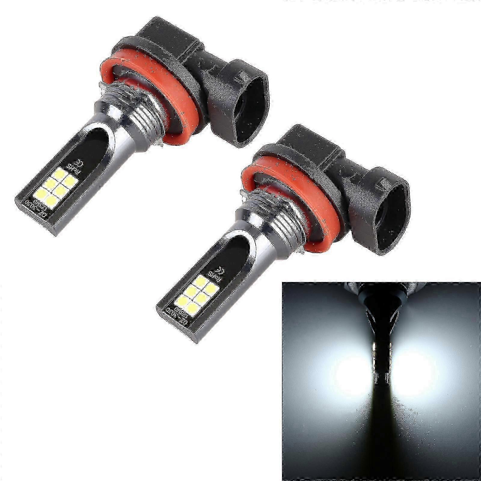 12W LED Bulbs for H11 H8 Fog Lights, 2-Pack, 12-24 Volt for Auto