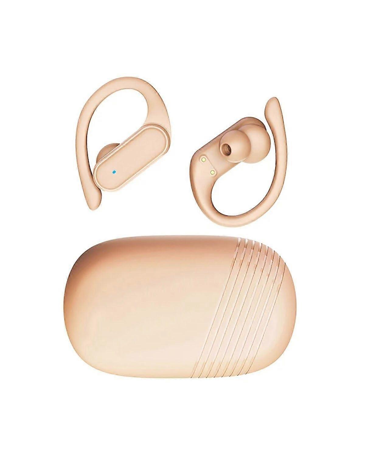 Bluetooth Headset OnEar InEar Earphone With Ear Hook  Waterproof Gaming Wireless Headset, Touch Control, Mic, Beige