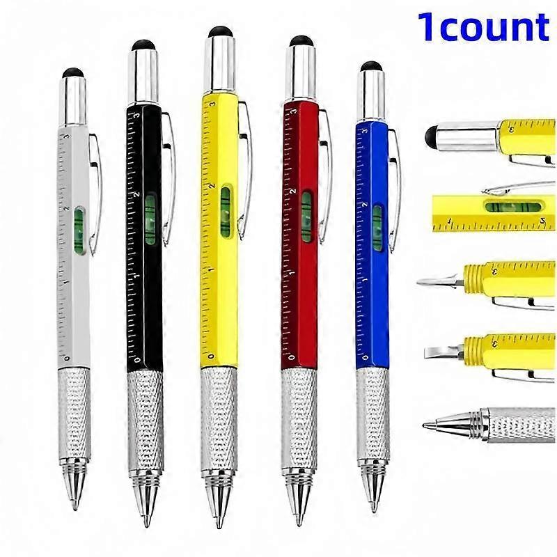 6 in 1 Multifunctional Tool Pen, 1 Count Portable Precision Screwdriver Touch Screen Pen with Level Gauge, Office Measuring Supplies
