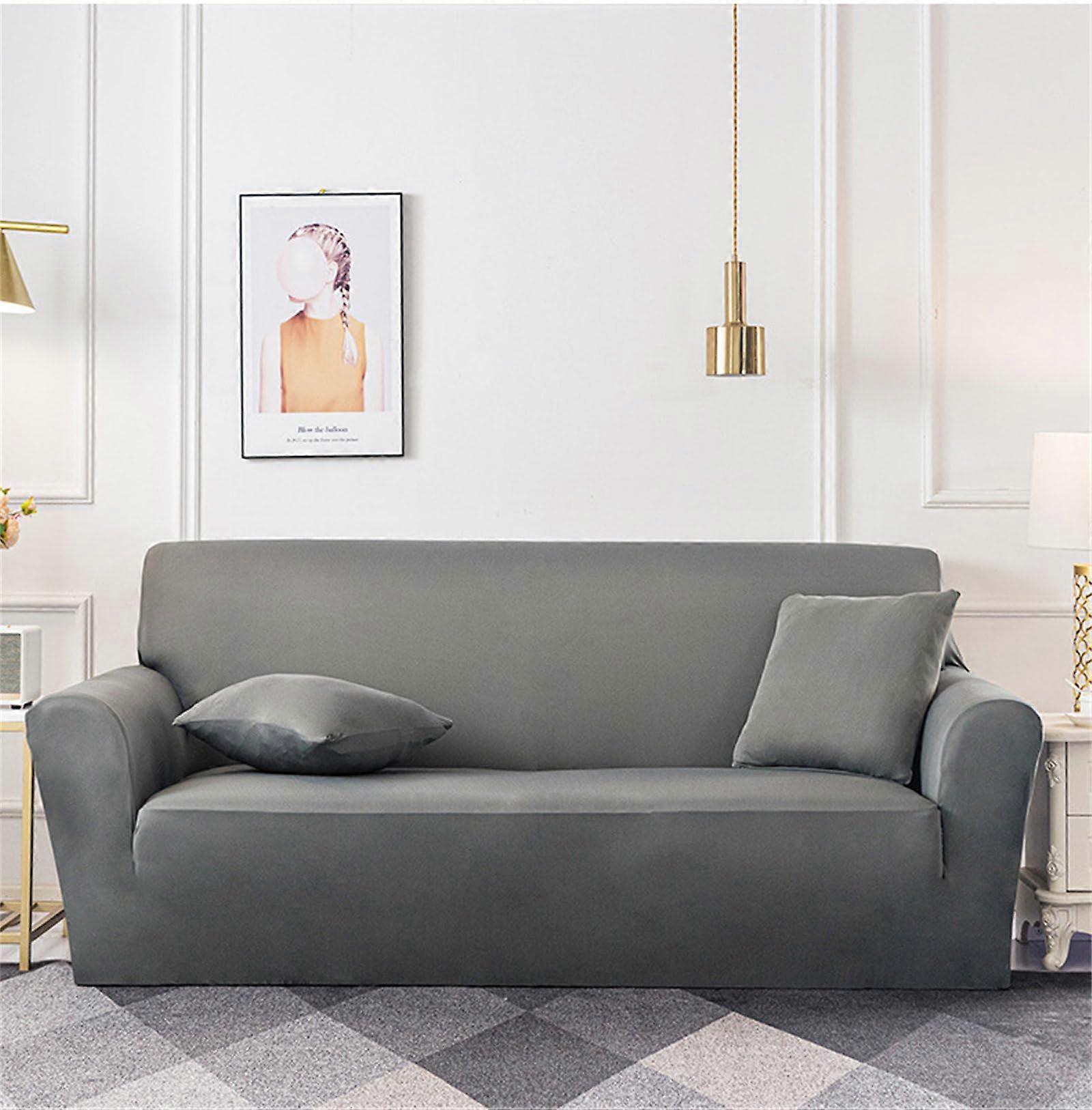 Stretch Sofa Cover 3 Seater Gray, Non Slip Couch Protector, Full Sofa Protection, Elastic Fit