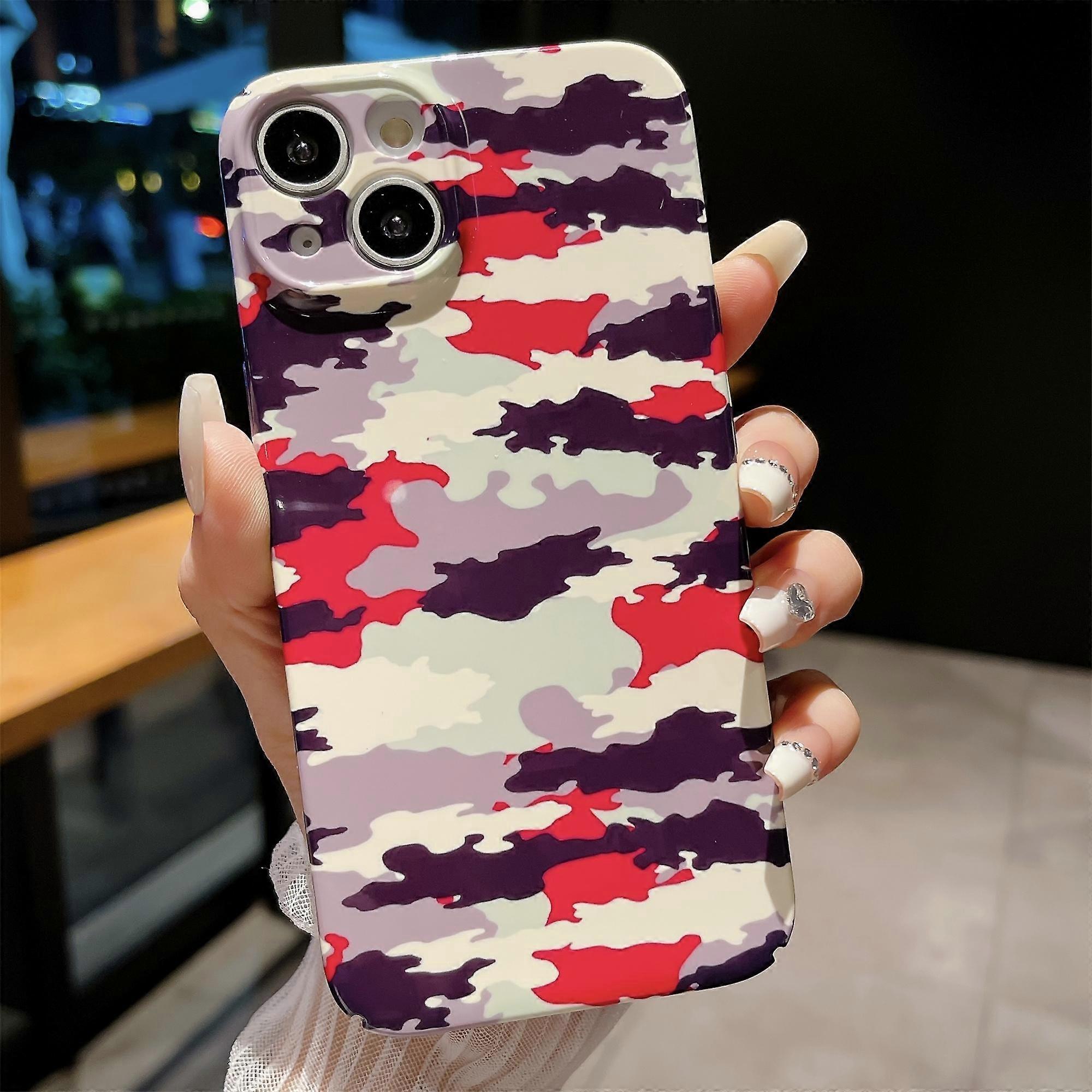 For iPhone 13 Camouflage Pattern Phone Case Hard PC Shockproof Protective Cover