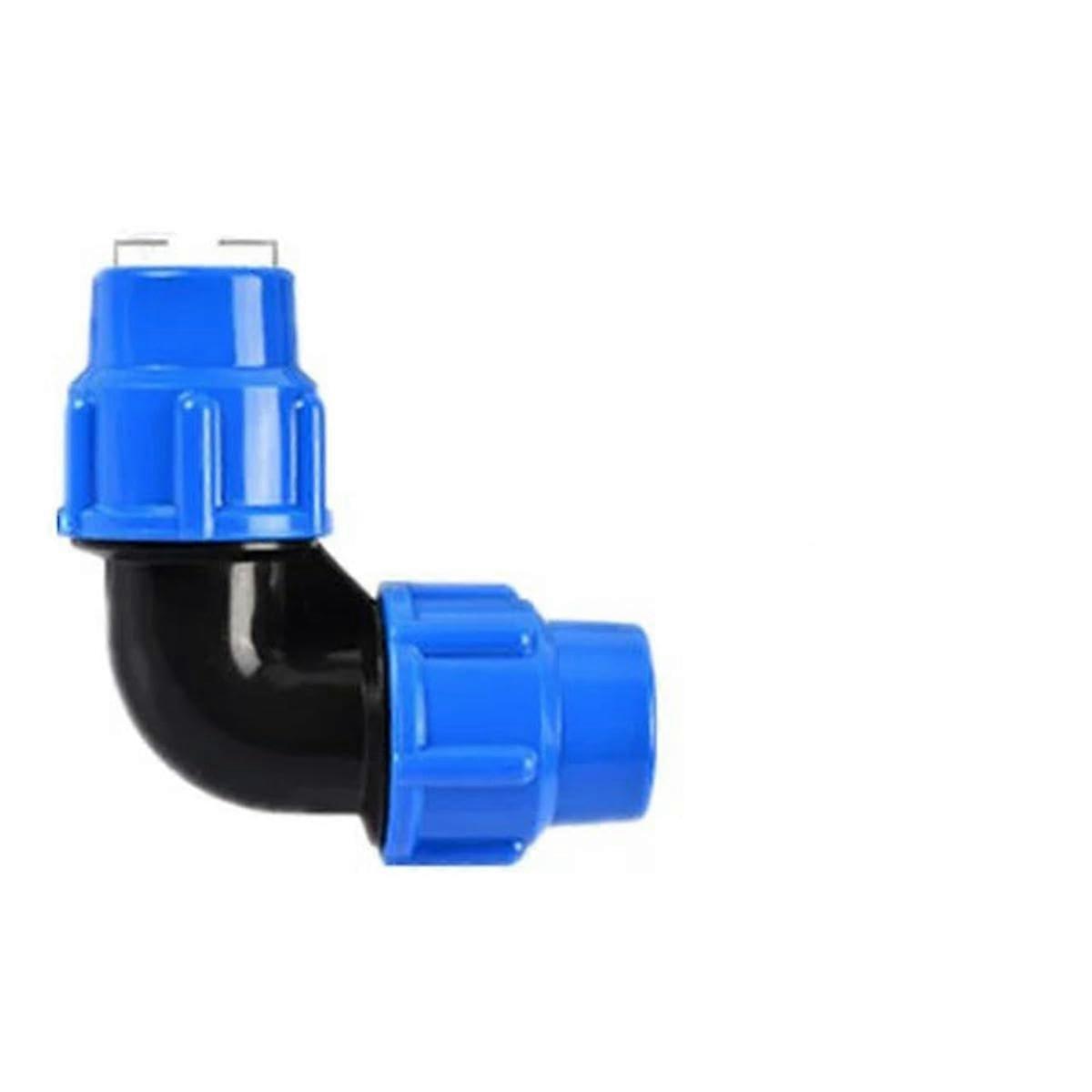 25mm Blue PE Pipe Elbow Fitting, Quick Connect Plastic Water Pipe Connector for Irrigation