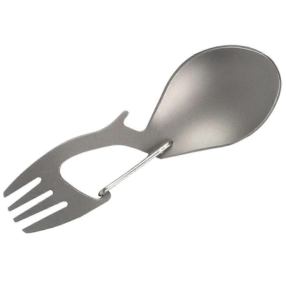 Multifunctional Titanium Spork for Camping Use with Bottle Opener