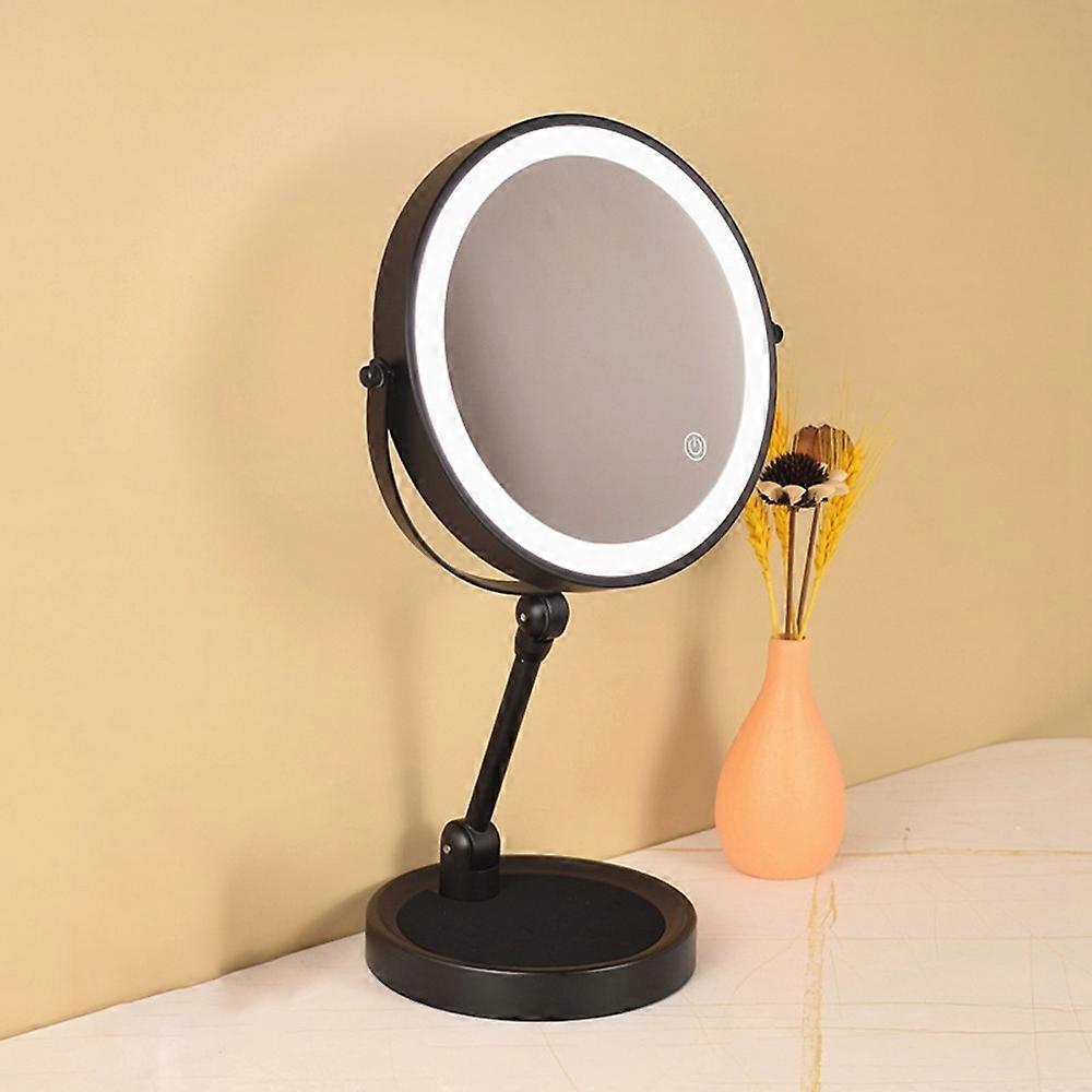 9 Inch Folding Makeup Mirror 5X Magnification Touch Control LED Light Double-Sided Vanity Mirror