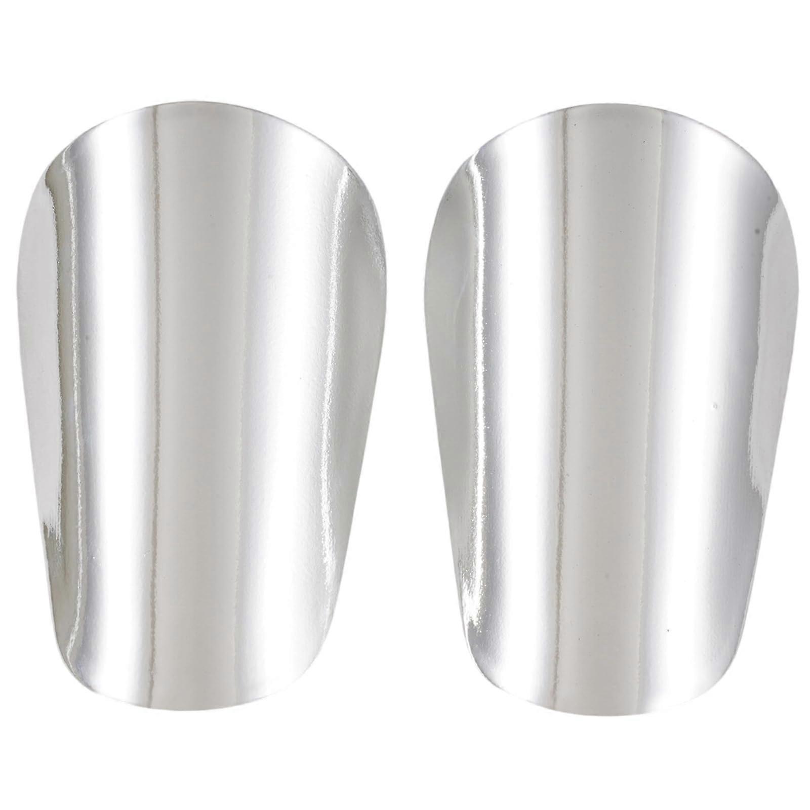 Soccer Shin Guards with Ergonomic Curving Design, Ventilated Mesh Back, Shock Absorption, Silver M