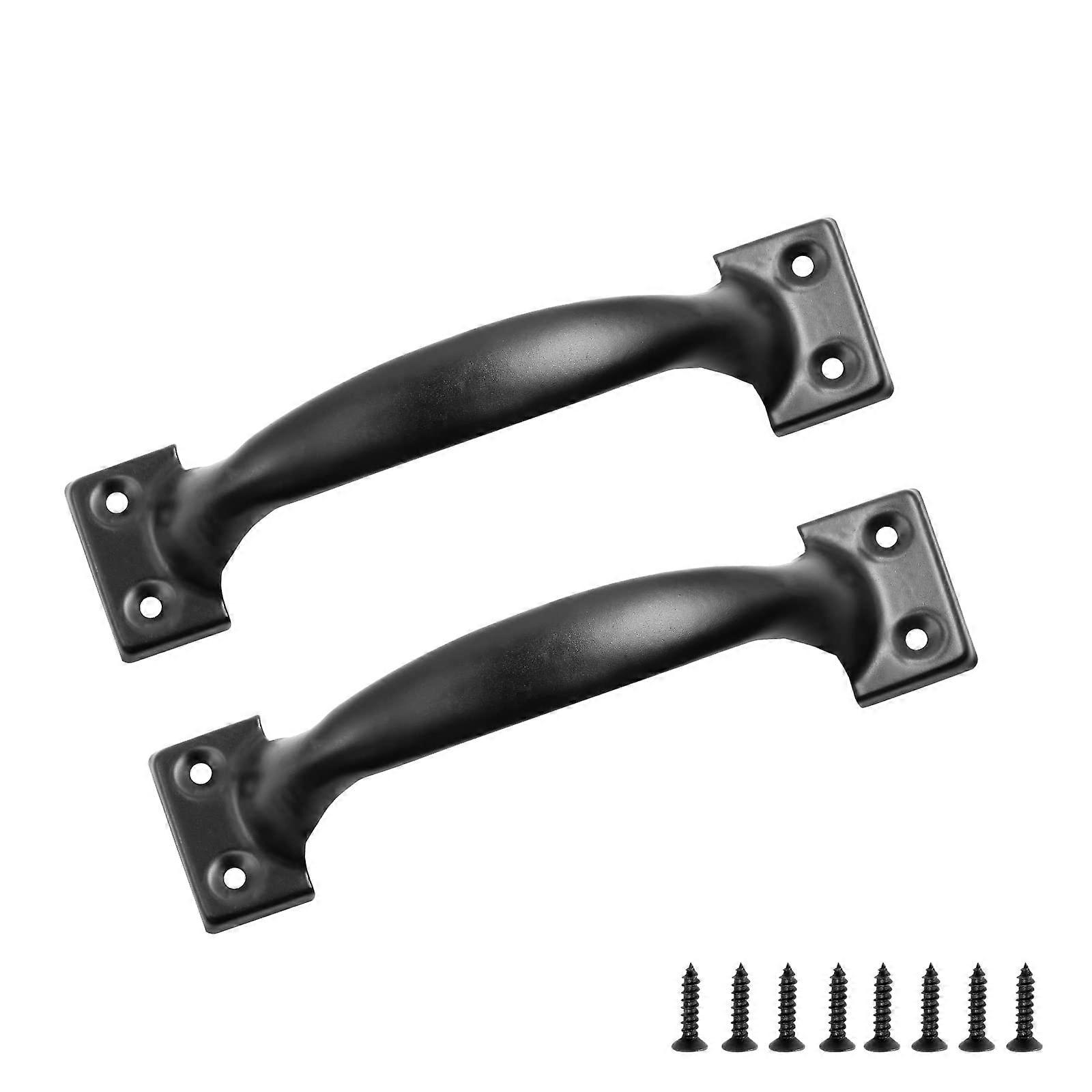 Black Iron Cabinet Pulls 100mm Pack of 2 Vintage Rustic Style Solid Iron Barn Door Handles