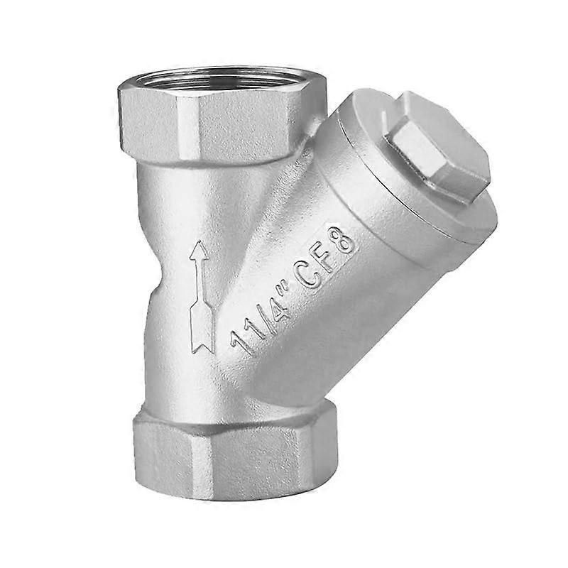 YType Strainer 11/2 Inch Female Thread Stainless Steel RustResistant Flow Filter Valve