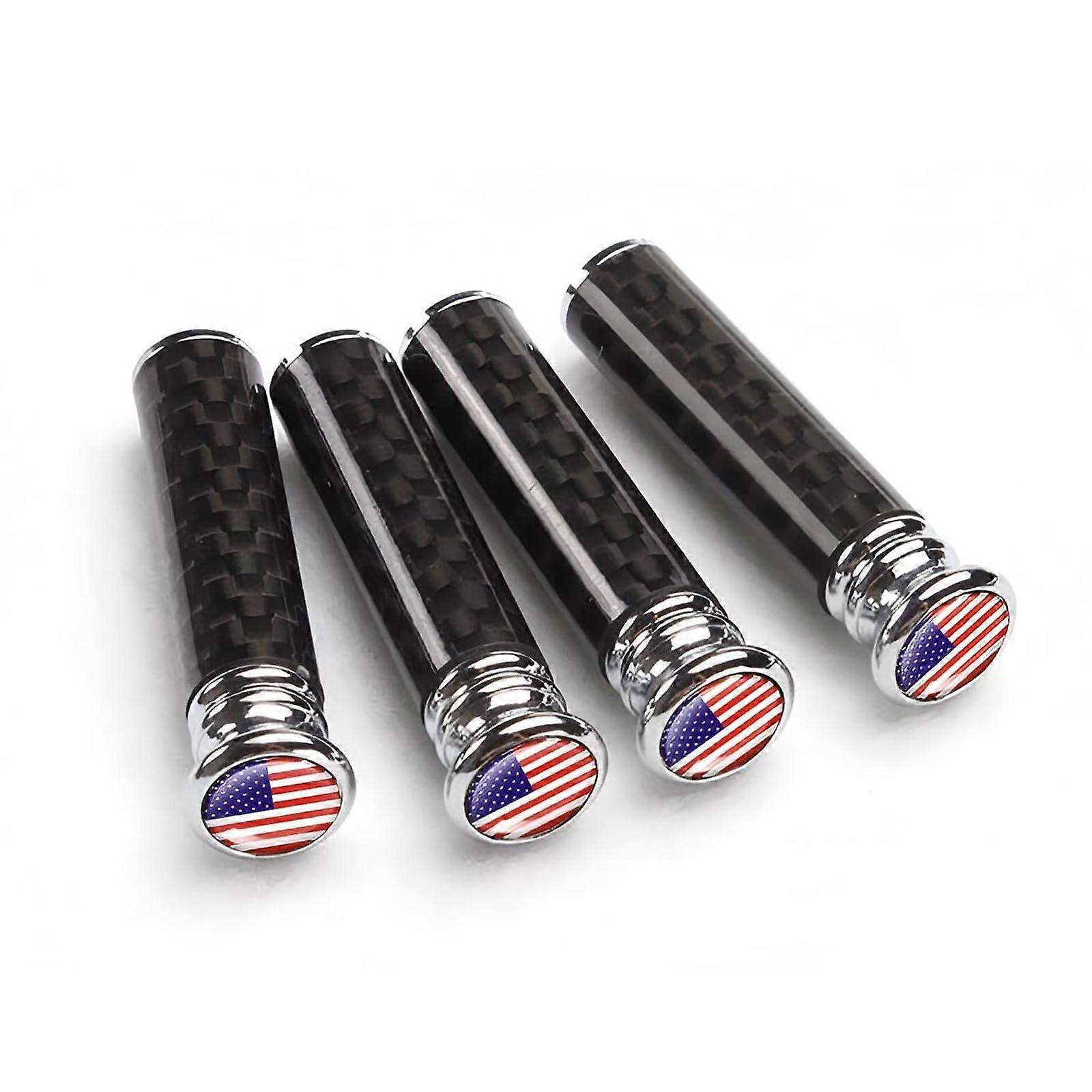 4PCS American Flag Carbon Fiber Car Door Lock Knobs, Durable Universal Fit Interior Upgrade (Red)
