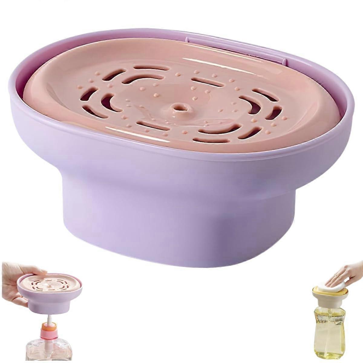 Soap Dispenser with Sponge Holder for Kitchen Sink, OnePush Liquid Pump, Purple