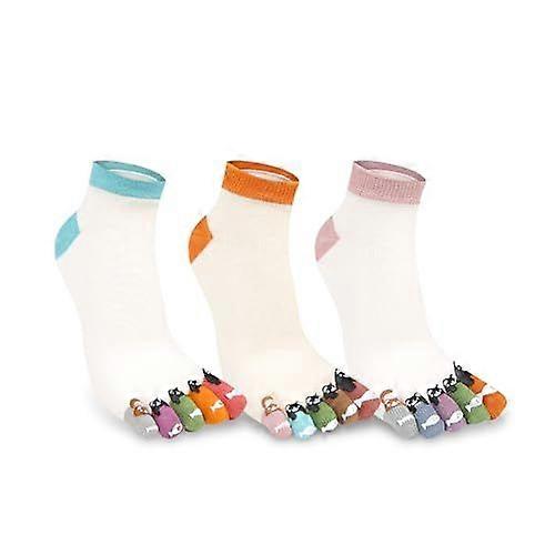 Women's Fun Five-toe Split Cotton Socks Breathable Anti-slip Sweat-absorbent 3-Pack