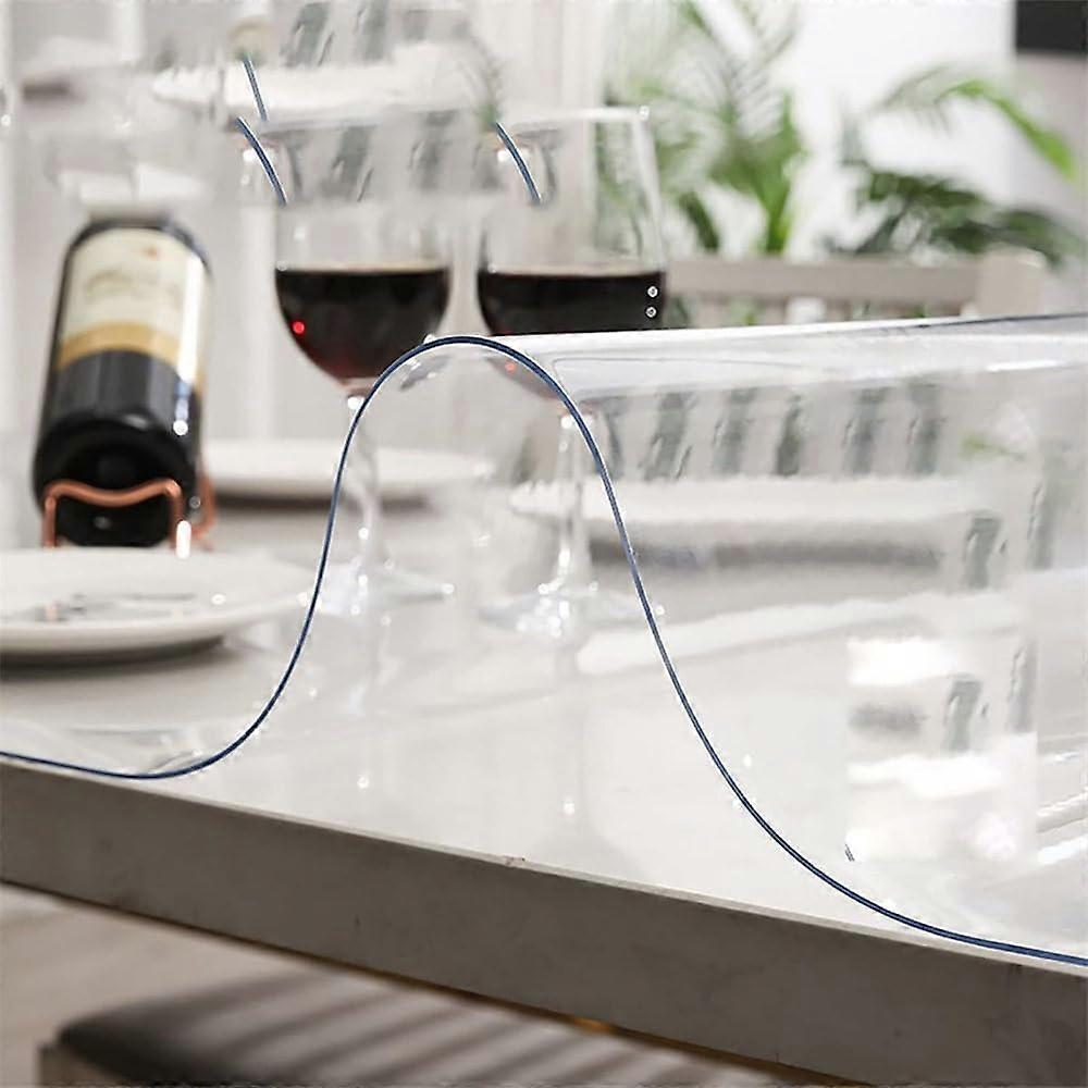 Clear Table Protector Waterproof PVC Cover Scratch Resistant Easy Clean 75x180cm for Dining Desk