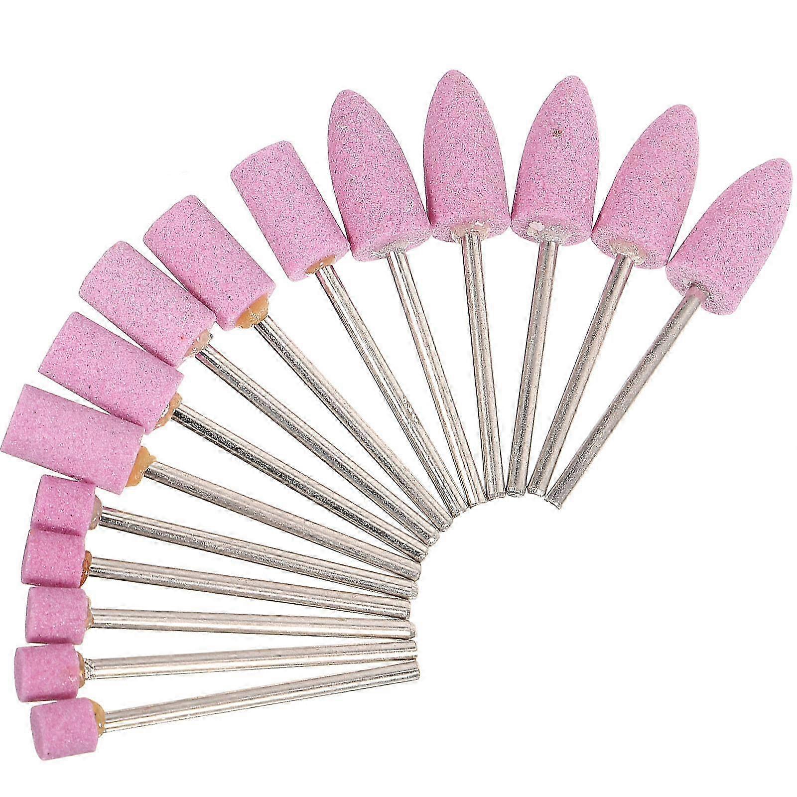 Rotary Tool Set Multi-Specification Drill Bit Grinding Pink Cylindrical Deburring 15Pcs