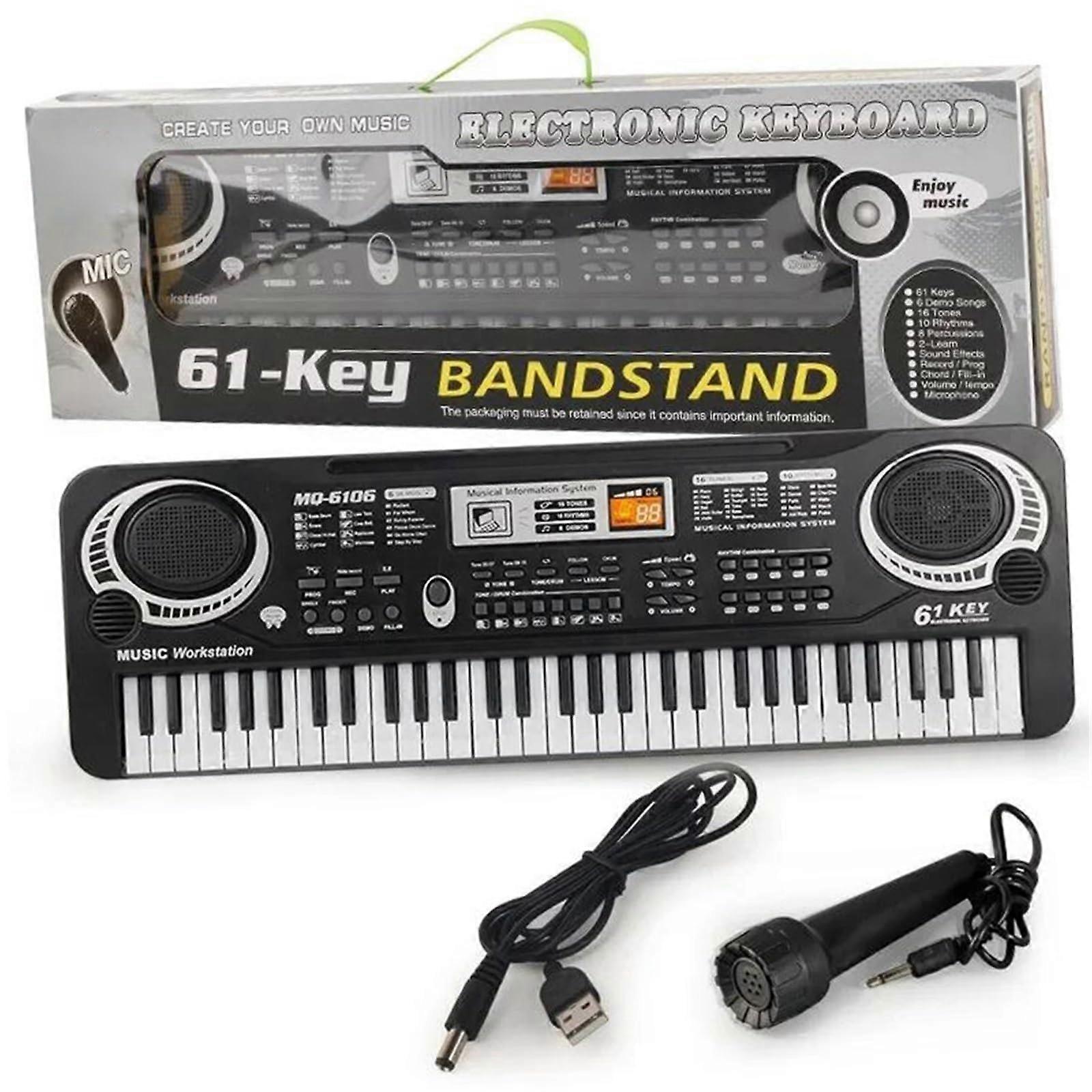 61 Key Electronic Keyboard Digital Piano for Beginners with Microphone and Smart Teaching Modes