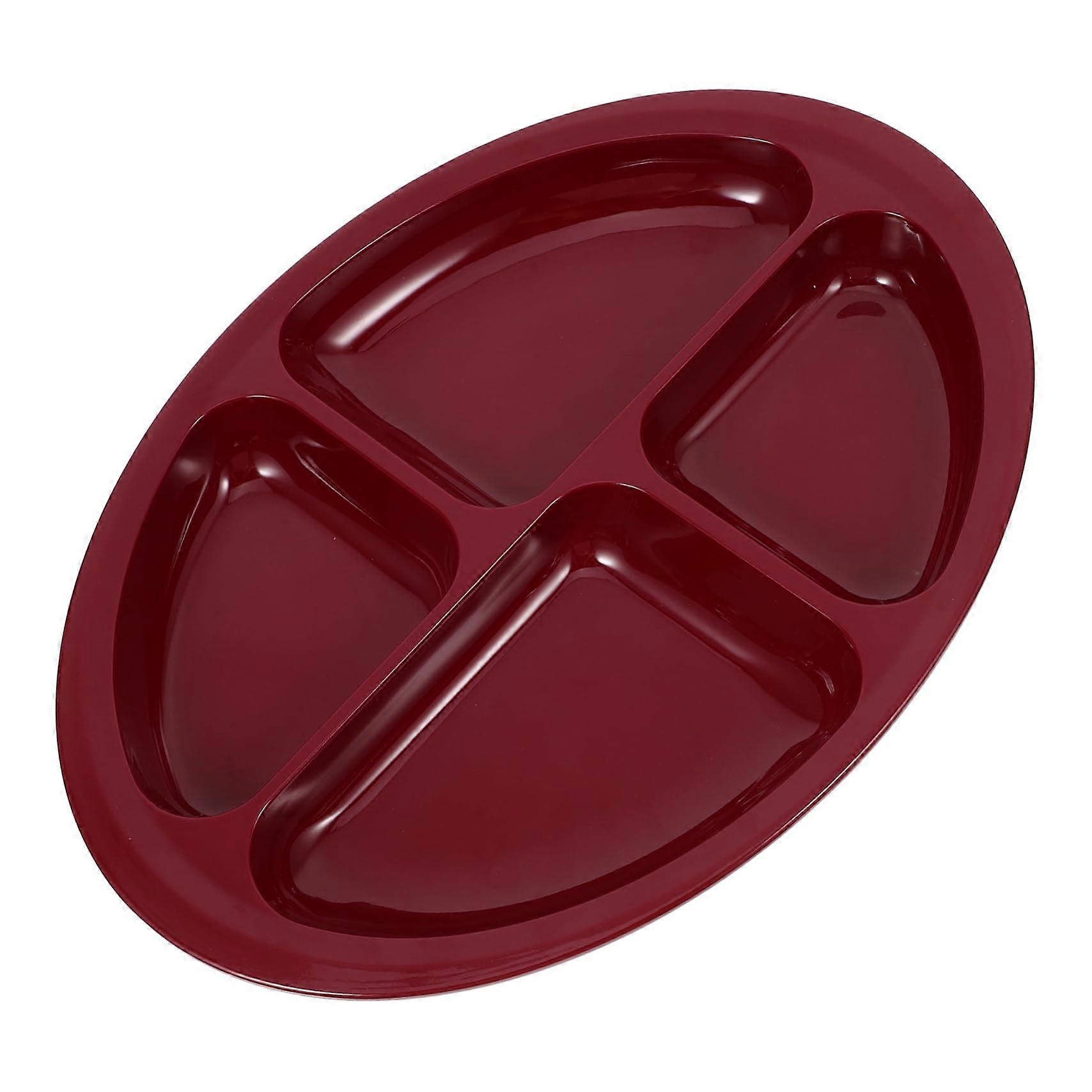 Diabetic Portion Control Plate with Nonslip Base for Special Needs in Dark Red Finish