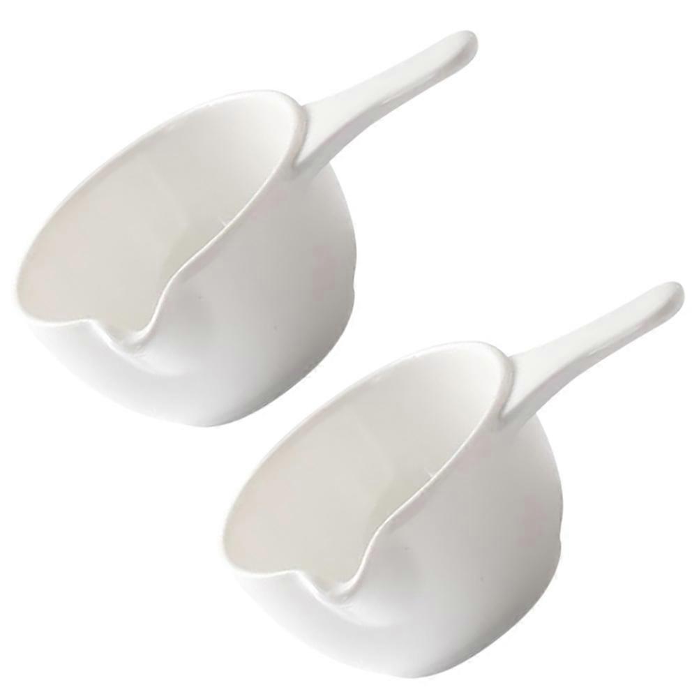 2Pcs Ceramic Seasoning Dish with Handle for Home Sauce Serving
