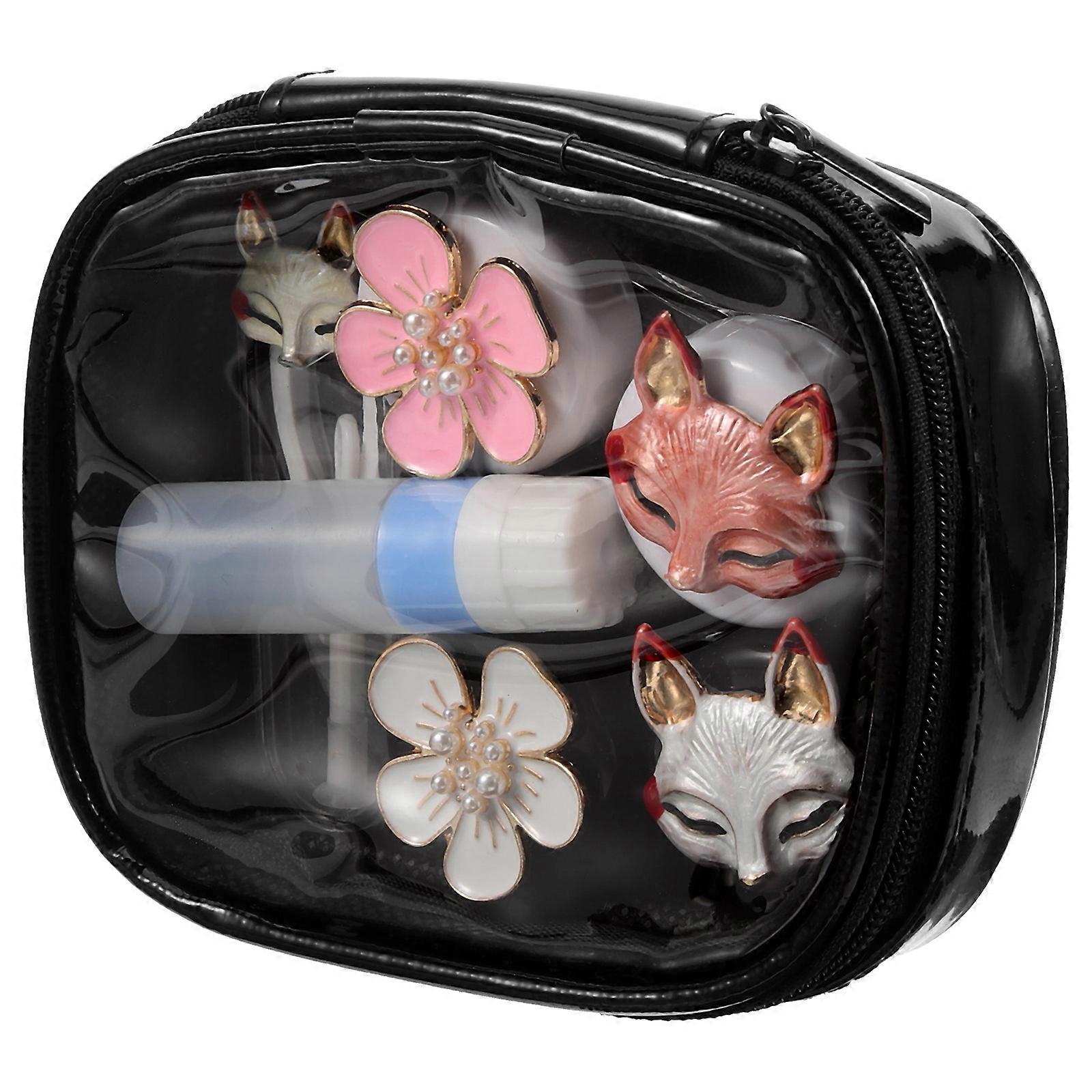 Assorted Color Contact Lens Case for Storage Use 1Set with Tools Compact Kit