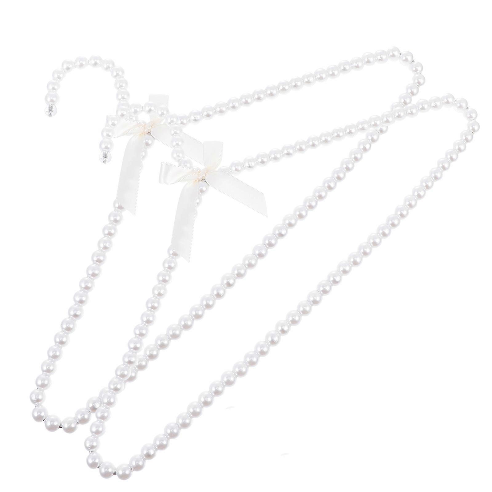 Artificial Pearl Clothes Hanger Creative Bowknot for Home Use 2Pcs