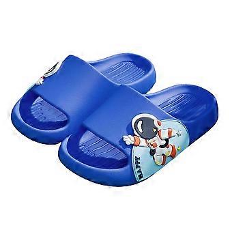Jongensslippers, zomerse, comfortabele slippers met astronautenprint, open teenslippers, geen schoenen, knusse binnenslippers voor kinderen, blauw, 9-9,5 jaar