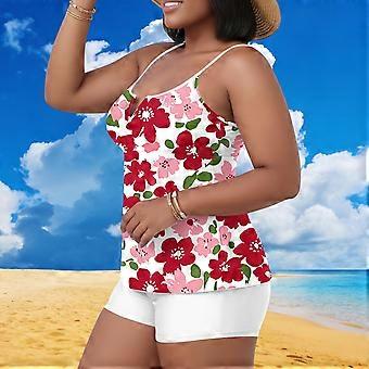 Zweiteiliger Tankini-Badeanzug in Übergröße mit Blumenmuster, integrierten BH-Einlagen und ideal für Strand und Pool im Urlaub