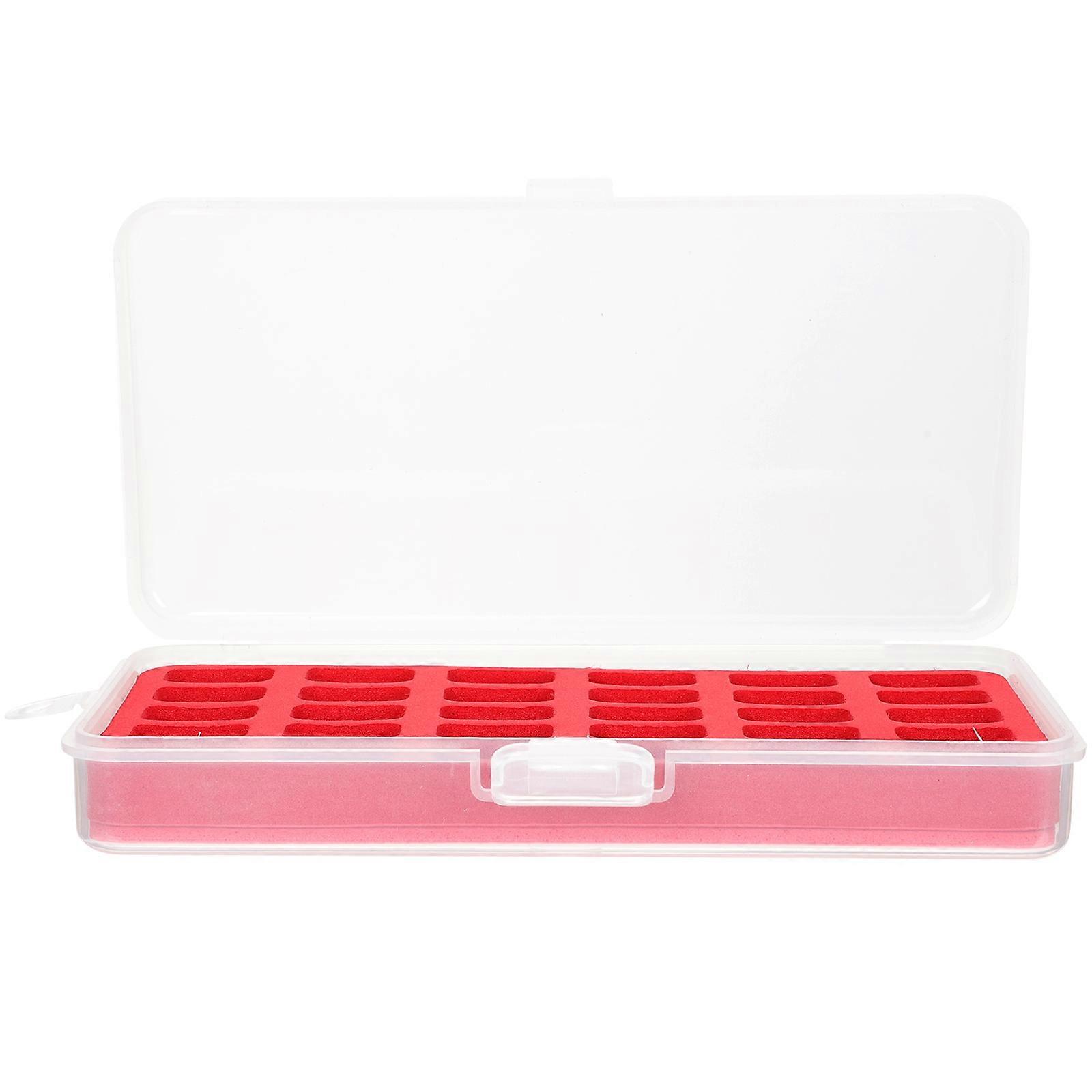 Red Sewing Box Storage for Thread with Plastic Bobbin Holder