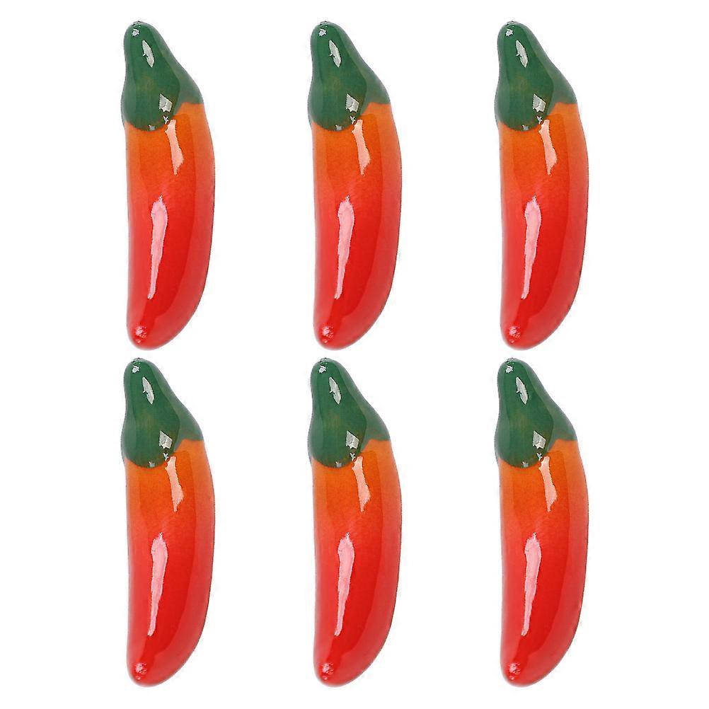 Red Pepper Shape Ceramic Chopstick Rest for Home Use 6Pcs Set