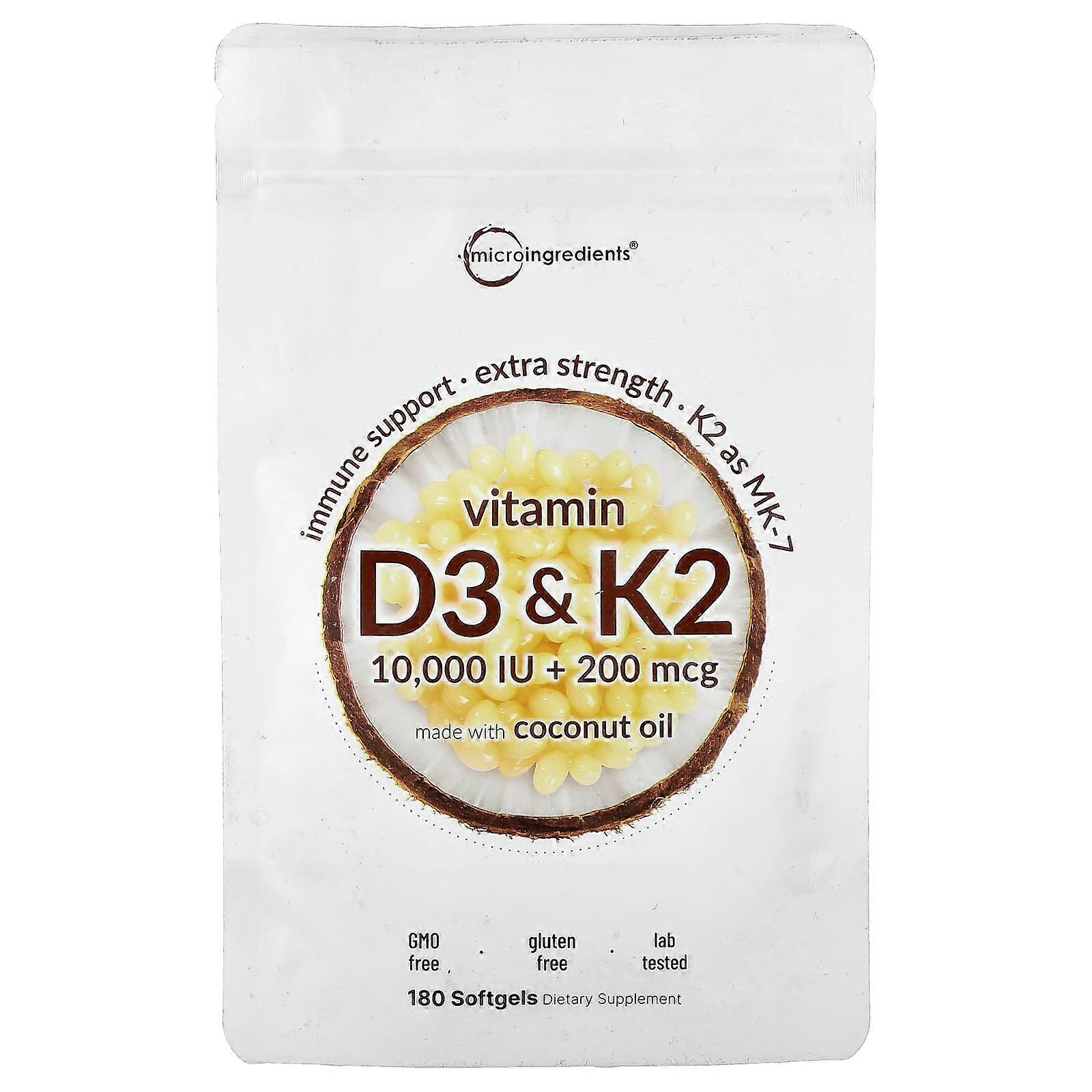 Micro Ingredients, Vitamin D3 & K2, 180 Softgels