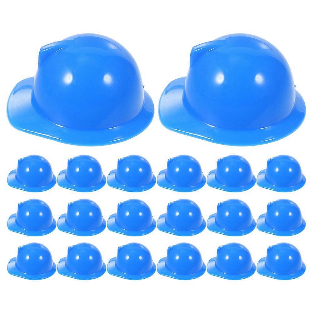 Miniature Construction Hat Blue Decor Accessory for 40Pcs