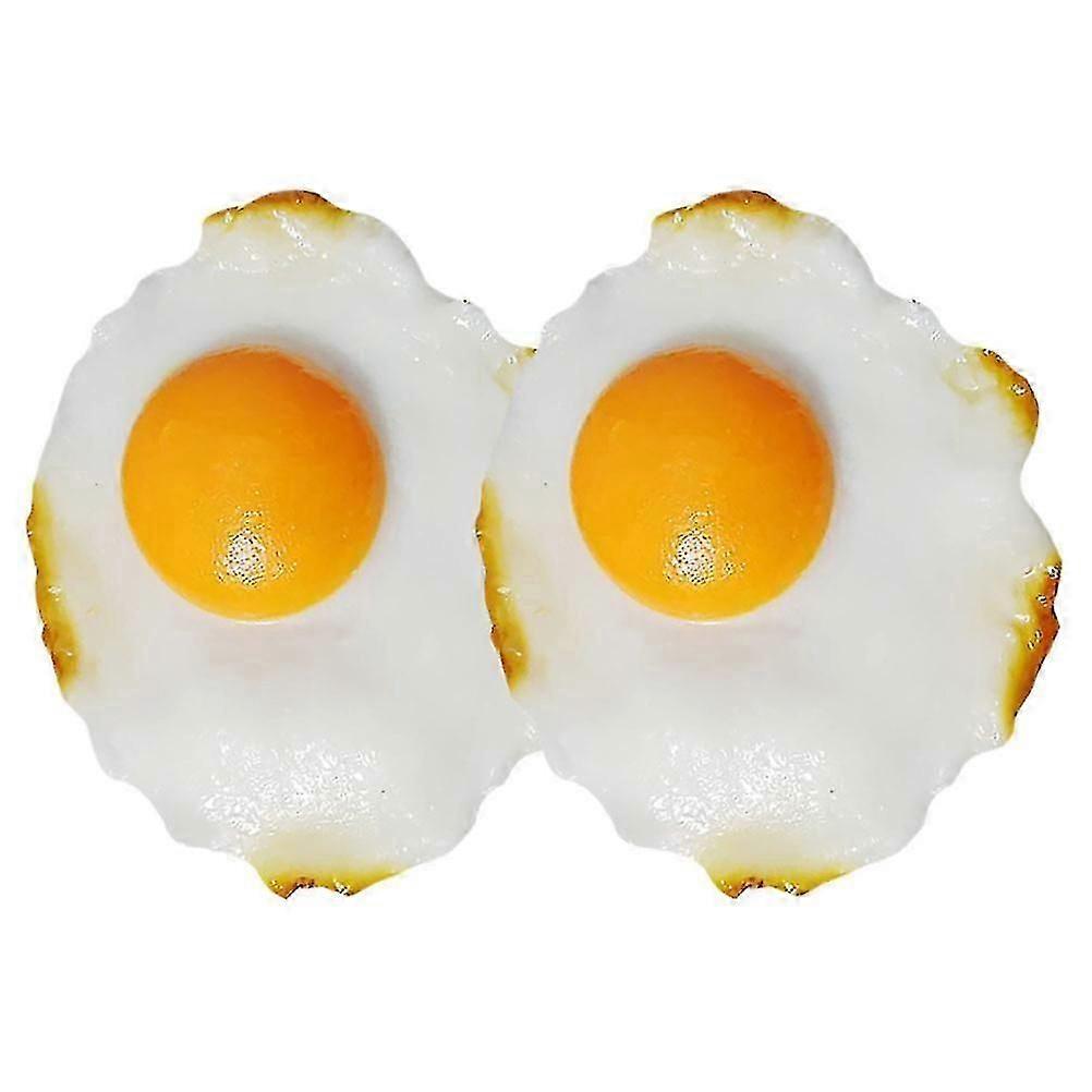 PVC Fried Egg Model for Decorative Use 2Pcs Realistic Egg Props
