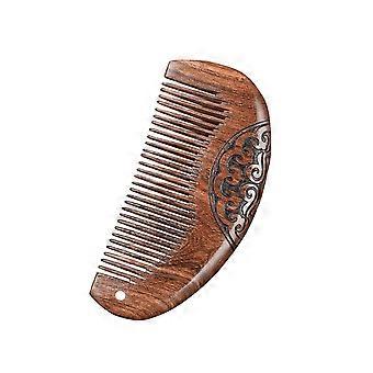 Natural Sandalwood Fine Tooth Comb - Anti Static Wooden Comb for Women, Smooth Detangling Hair Comb, Portable Travel Mini Wood Combs for Curly & Stra
