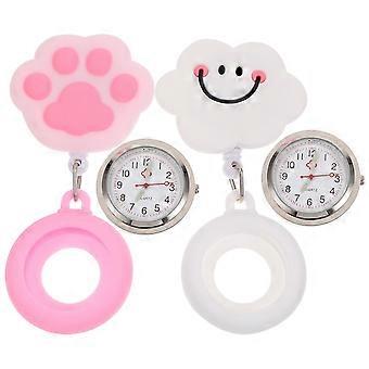2pcs Silicone Nurse Watches Stretchable Clip on Watches Pocket Watches