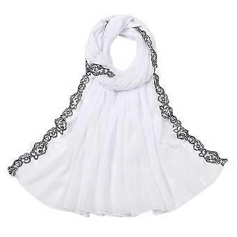 Damen-Chiffon-Spitzenschal, einfarbig, leicht, Sonnenschutz, 170 cm