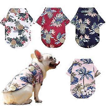 4pcs Hawaiian Dog Shirt Summer Breathable Pet Clothes Dog Sweatshirts Cool Coconut Tree Pineapple Beach Dog Shirts For Small Medium Large Dog Cat Boy