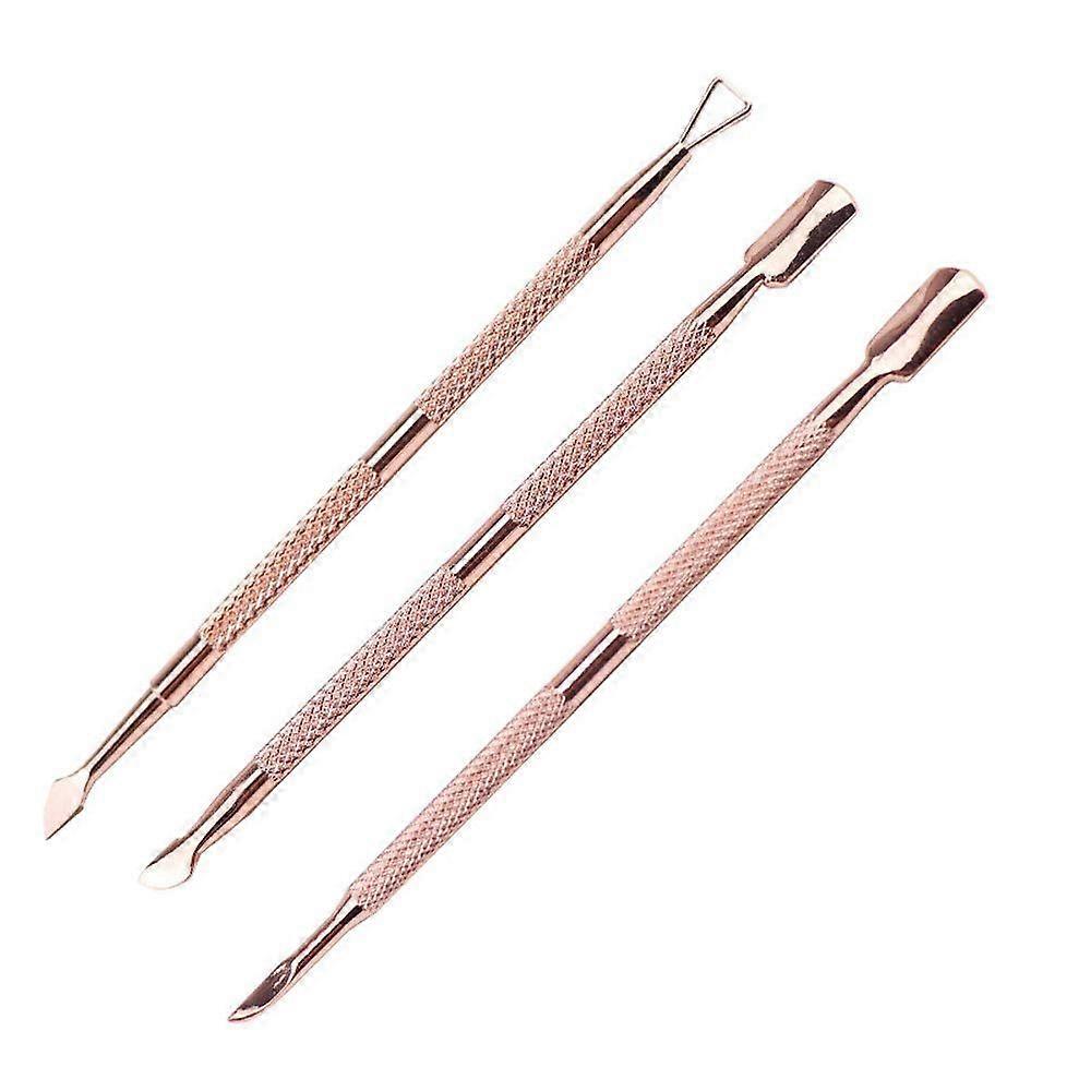 Nail Art Tools Rustfrit stål 3-delt stål pushmake up
